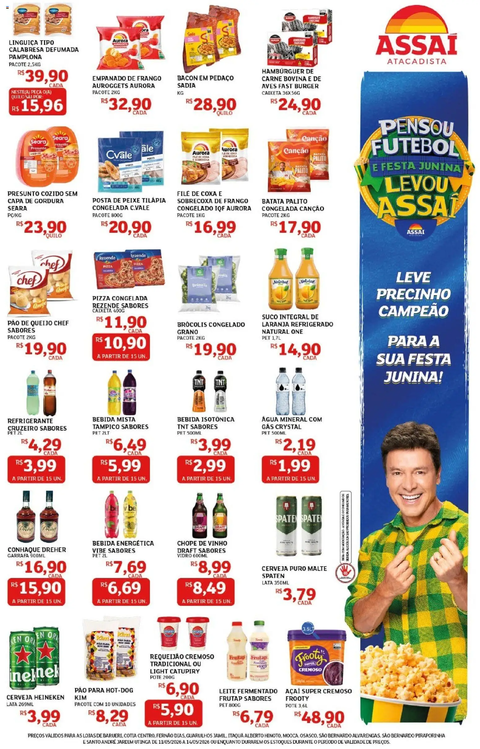 Assaí Atacadista Folheto - válido de 11.05.2026 | Página: 3 | Produtos: Leite, Pão, Heineken, Água mineral
