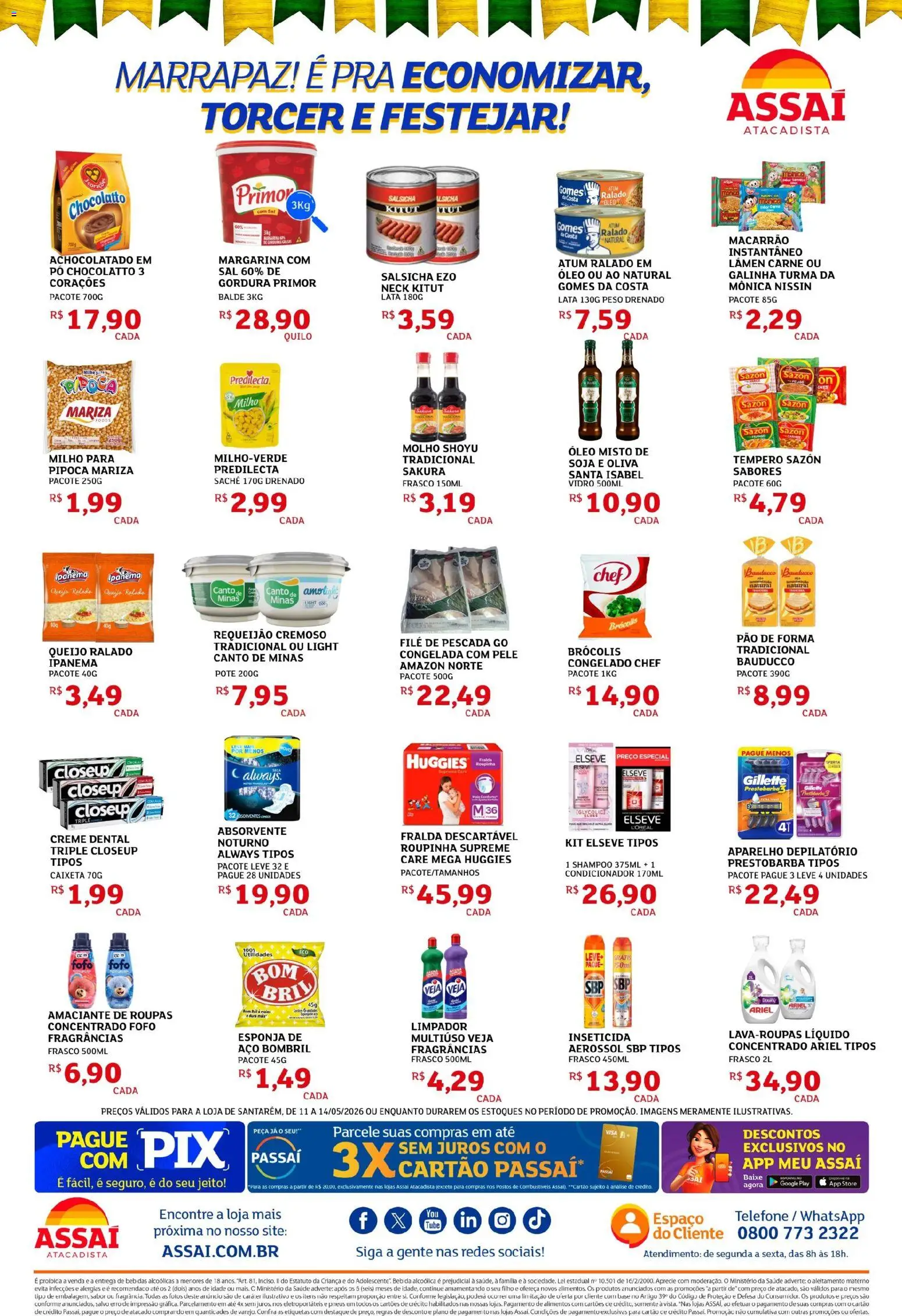 Assaí Atacadista Folheto - válido de 11.05.2026 | Página: 2 | Produtos: Pó, Salsicha, Creme dental, Atum