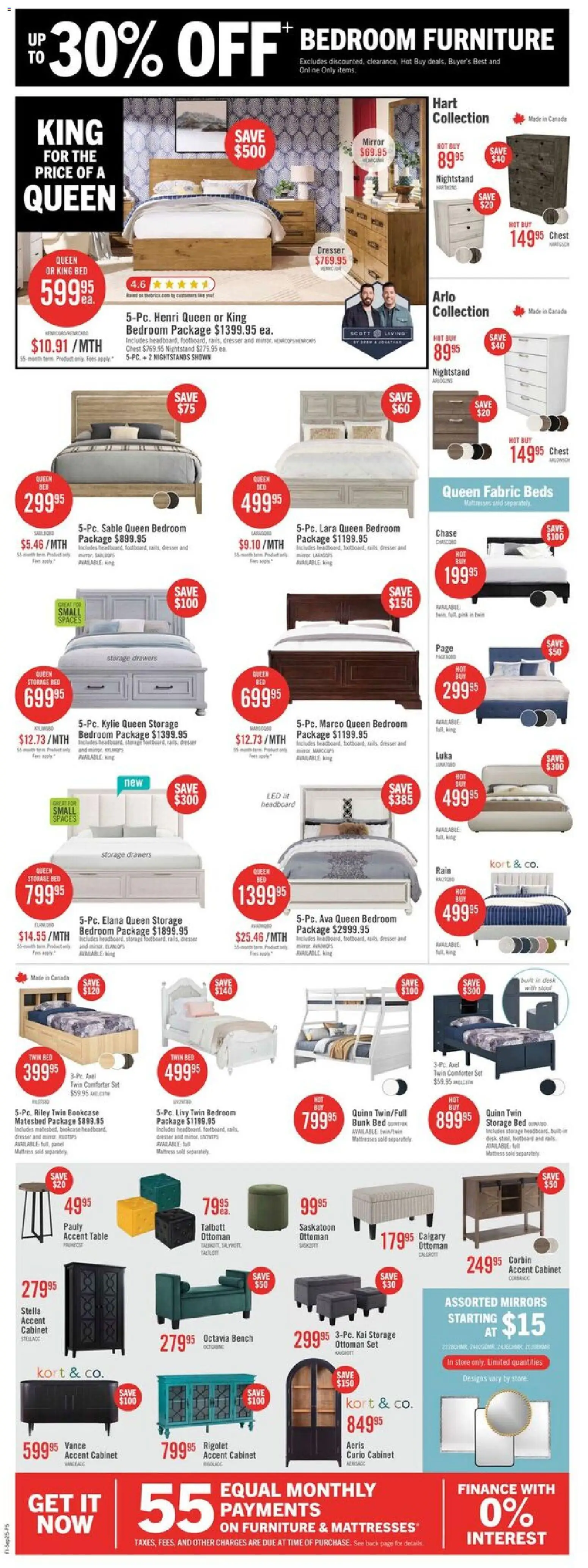 The Brick flyer valid from Sep 25, 2026 | Page: 11 | Products: Dresser, Nightstand, Bed, Mattress