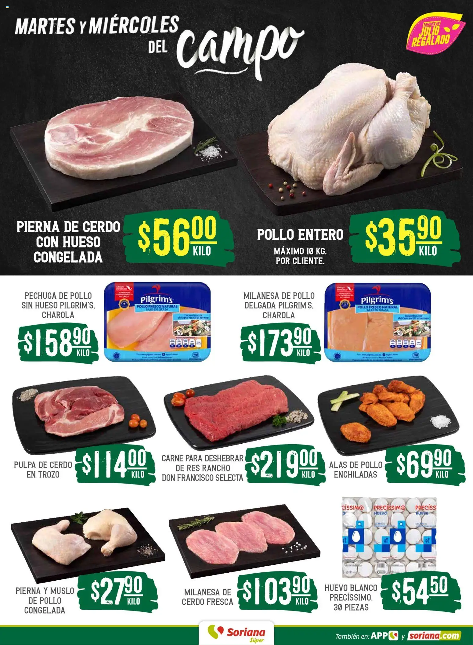 Nuevas ofertas de Soriana válidas en toda la República Mexicana desde el 16.06.2026. ¡Encuentra las mejores ofertas en Soriana Martes y Miércoles del Campo Súper: Nuevo León, Ciudad Victoria y Tampico! | Página: 4 | Productos: Pollo, Huevo, Cerdo, Res