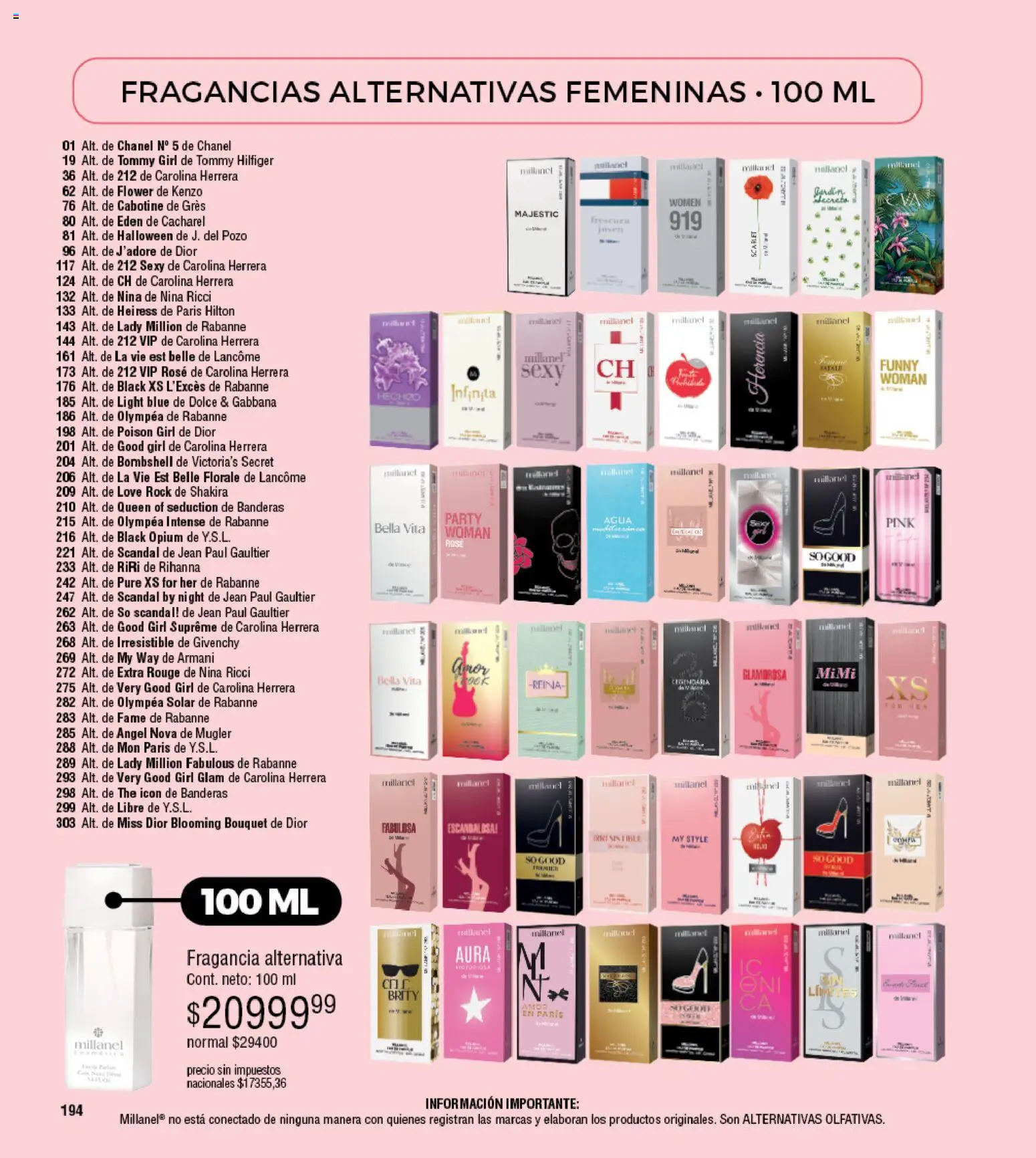 Millanel - Catálogo │ válido desde el 30/03/2026 | Página: 194 | Productos: Malla, Fragancia, Agua, Puré