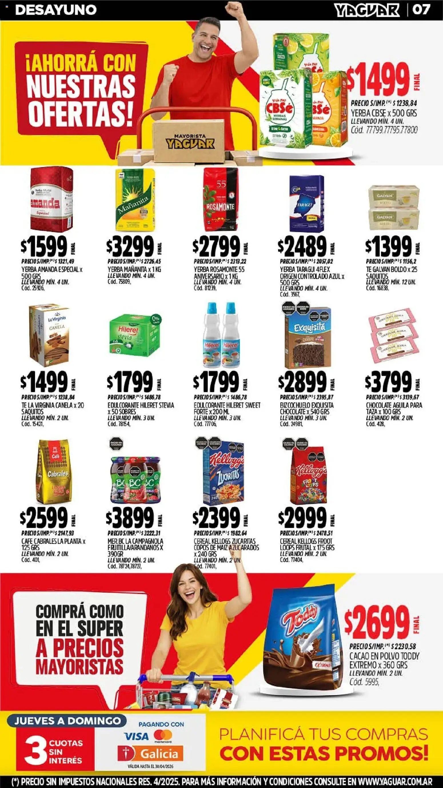 Yaguar - Oferta Semanal San Juan │ válido desde el 11.05.2026 | Página: 7 | Productos: Copos, Polvo, Té, Cacao