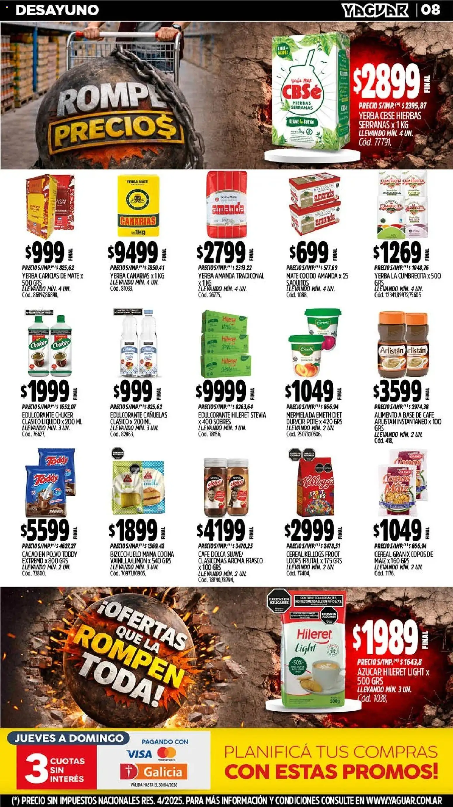 Yaguar catálogo │ válido desde el 13.04.2026 | Página: 8 | Productos: Mate, Polvo, Edulcorante, Mermelada