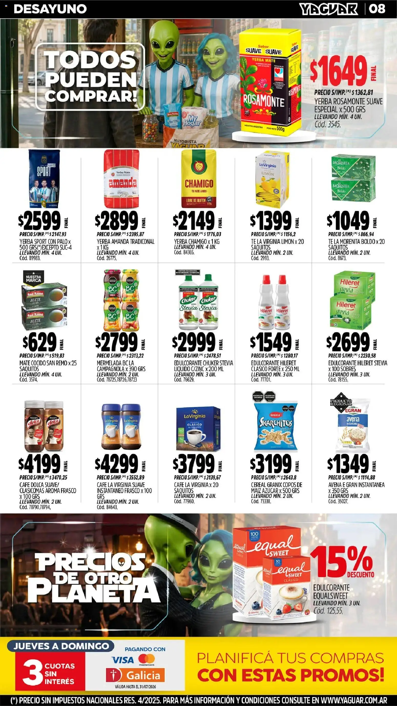 Yaguar - Oferta Semanal Neuquen │ válido desde el 29/06/2026 | Página: 9 | Productos: Peso, Yerba, Café, Mate cocido