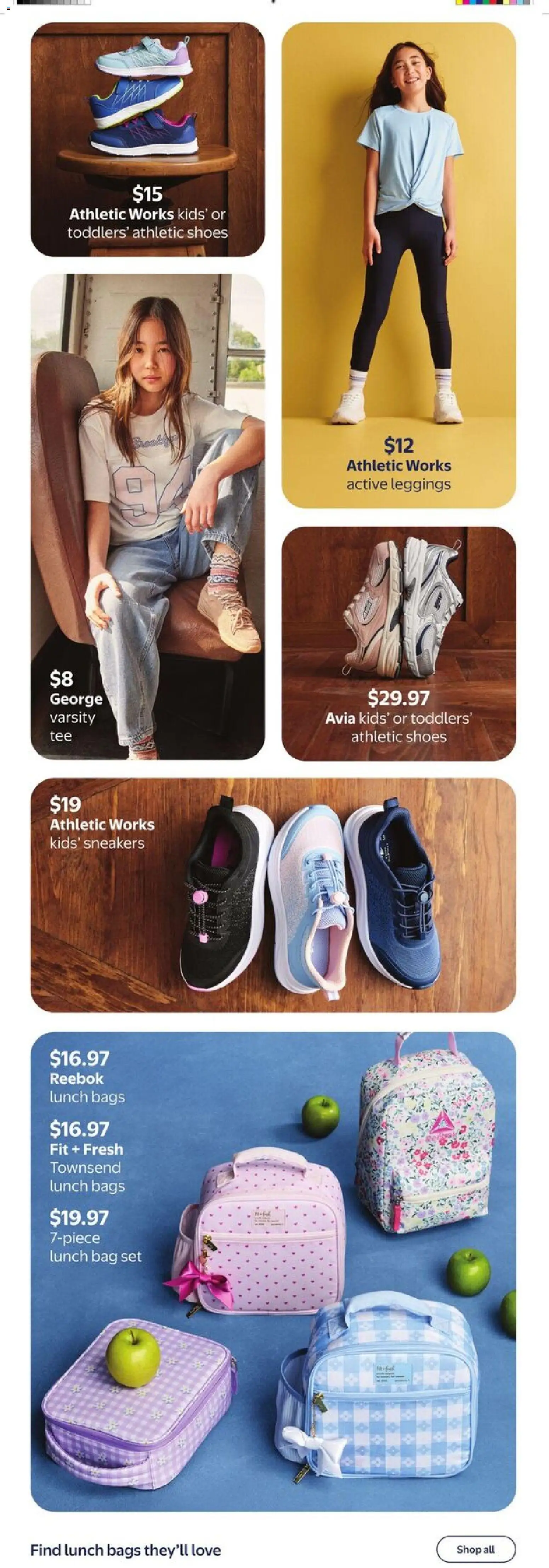 Walmart flyer valid from Jul 30, 2026 | Page: 20 | Products: Sneakers, Bag, Shoes, T-shirt