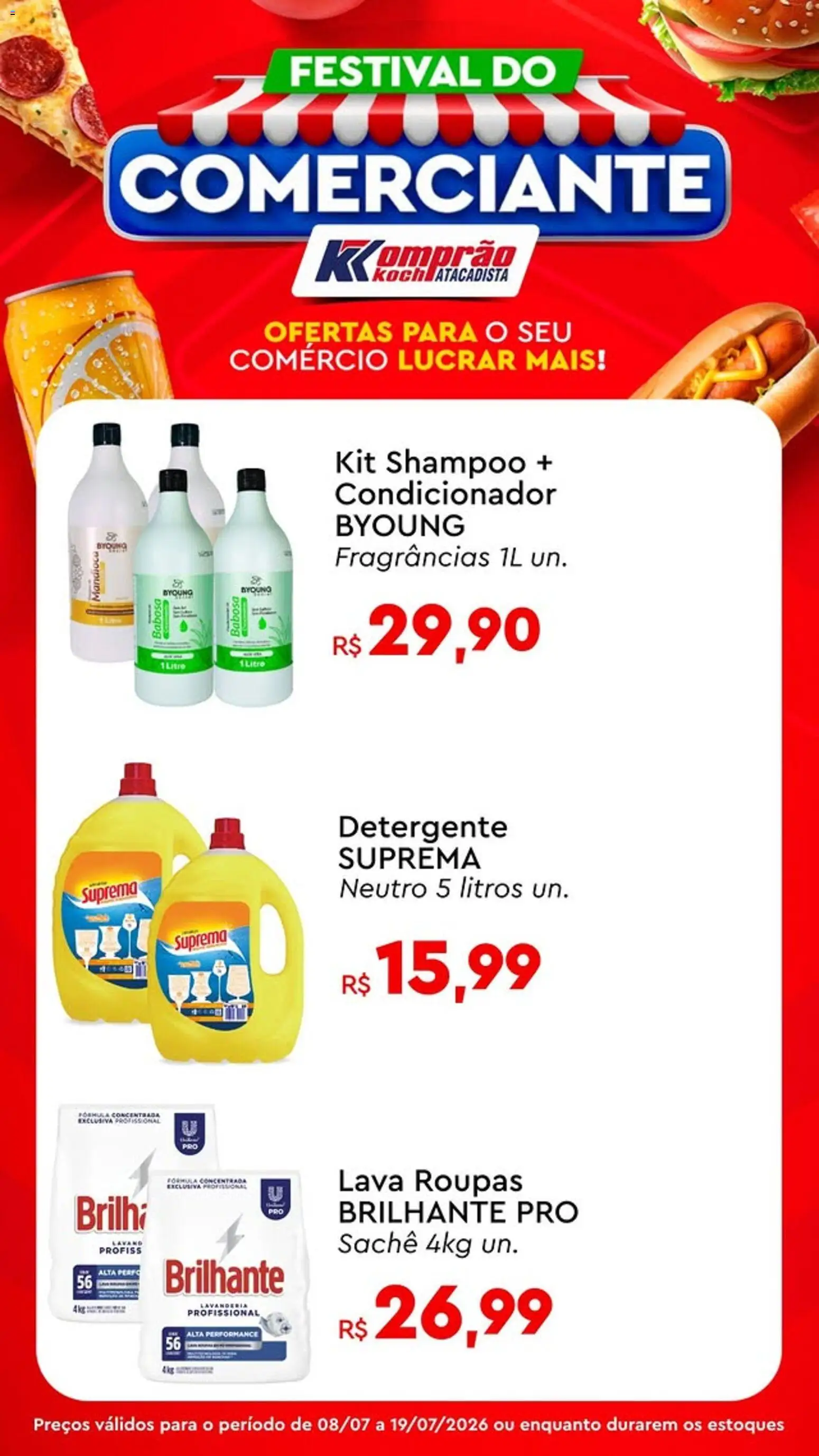 Komprao Atacadista Folheto - válido de 08/07/2026 | Página: 4 | Produtos: Shampoo, Mandioca, Condicionador, Detergente