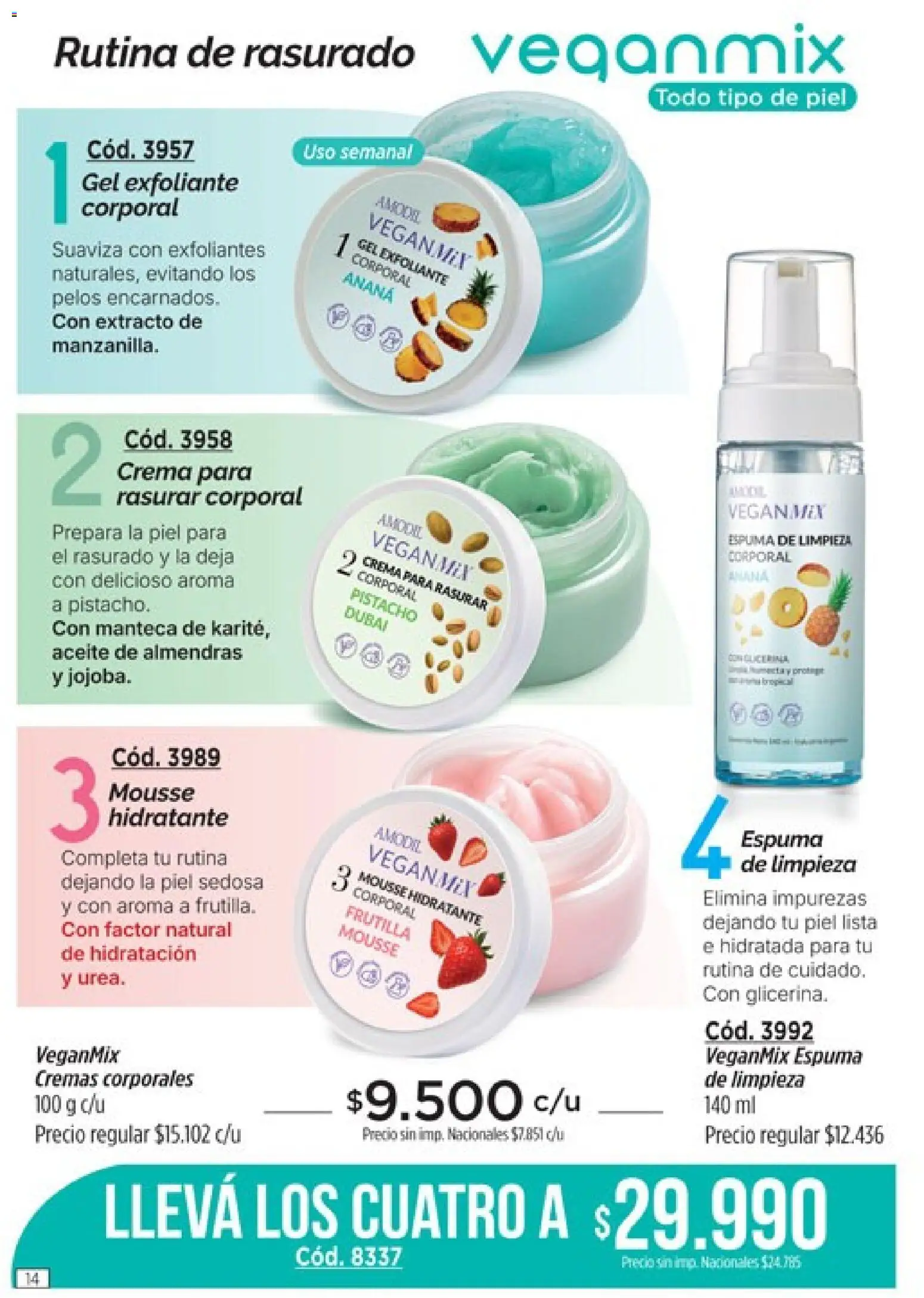 Catálogo Amodil Campaña 12 │ válido desde el 30/06/2026 | Página: 14 | Productos: Exfoliante corporal, Ananá, Espuma, Crema