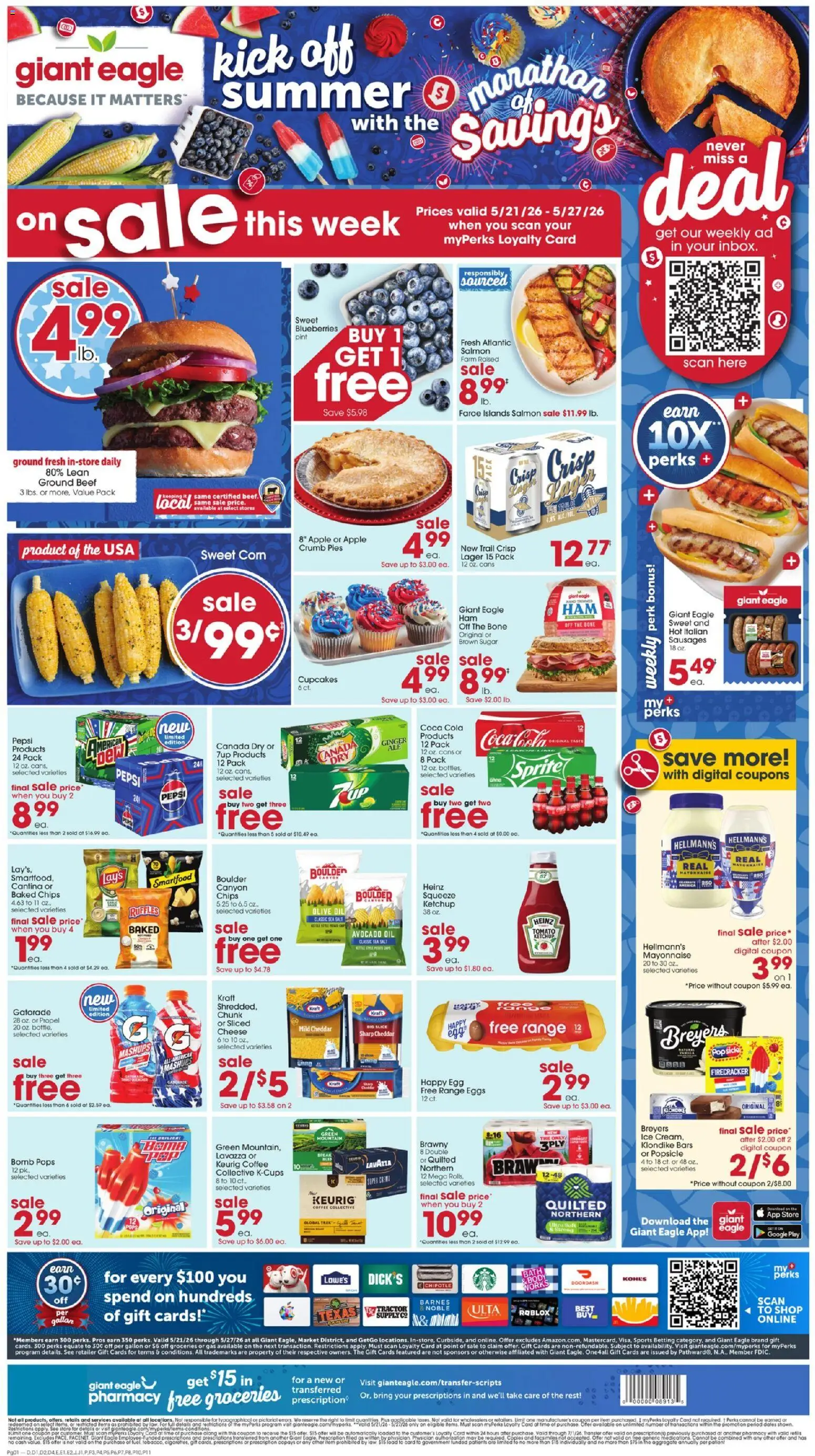 Giant Eagle Weekly Ad - valid from 21.05.2026 | Page: 1 | Products: Bath, Eggs, Ketchup, Sugar