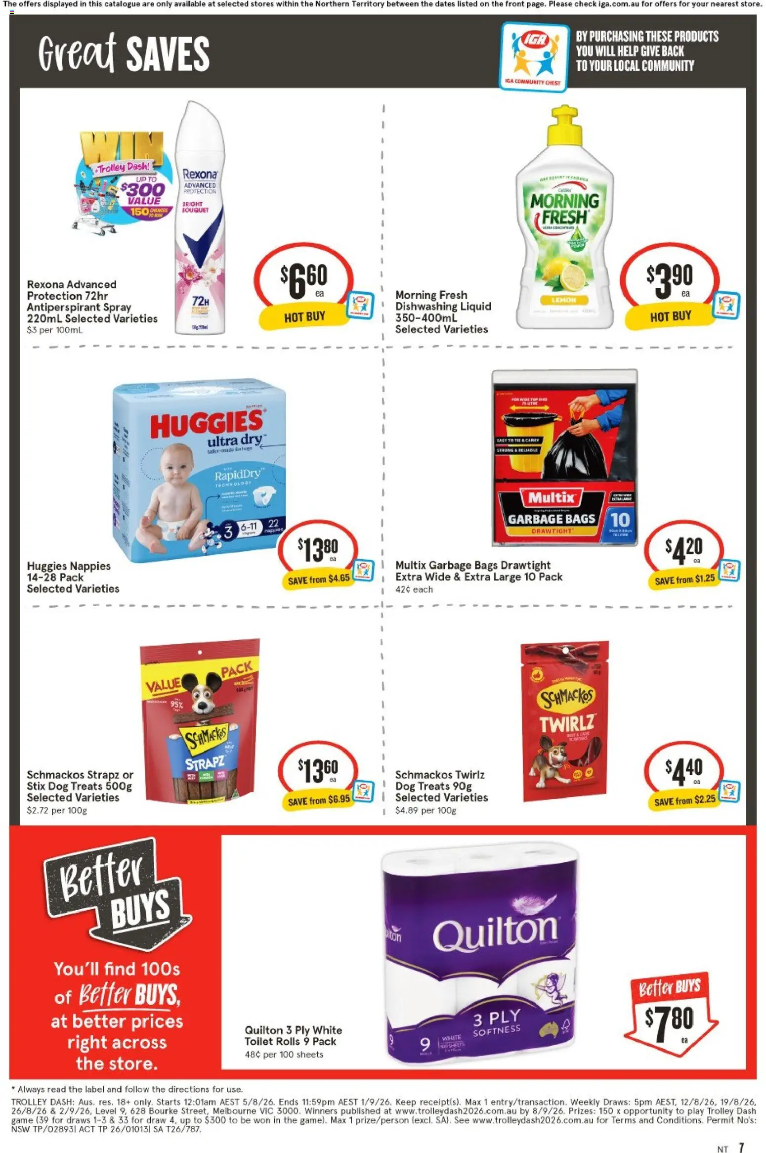 IGA catalogue - valid from 19/08/2026 | Page: 8 | Products: Garbage bags, Antiperspirant, Trolley, Game