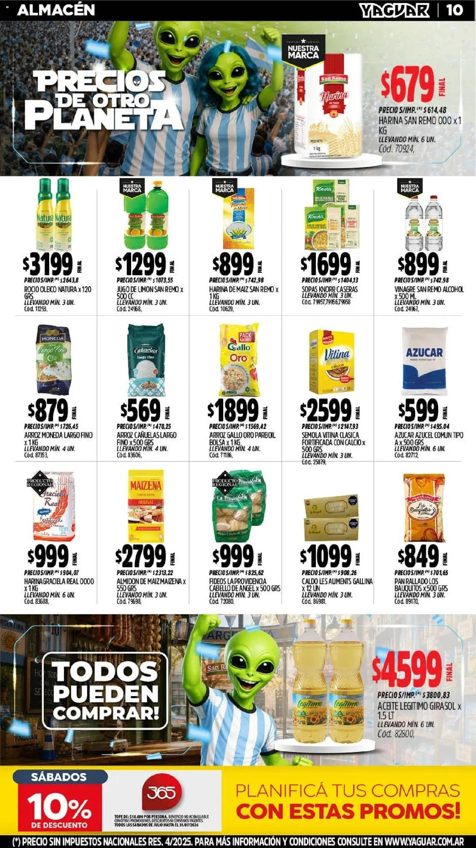 Yaguar - Oferta Semanal Mendoza │ válido desde el 13/07/2026 | Página: 11 | Productos: Harina, Azucar, Maiz, Pan