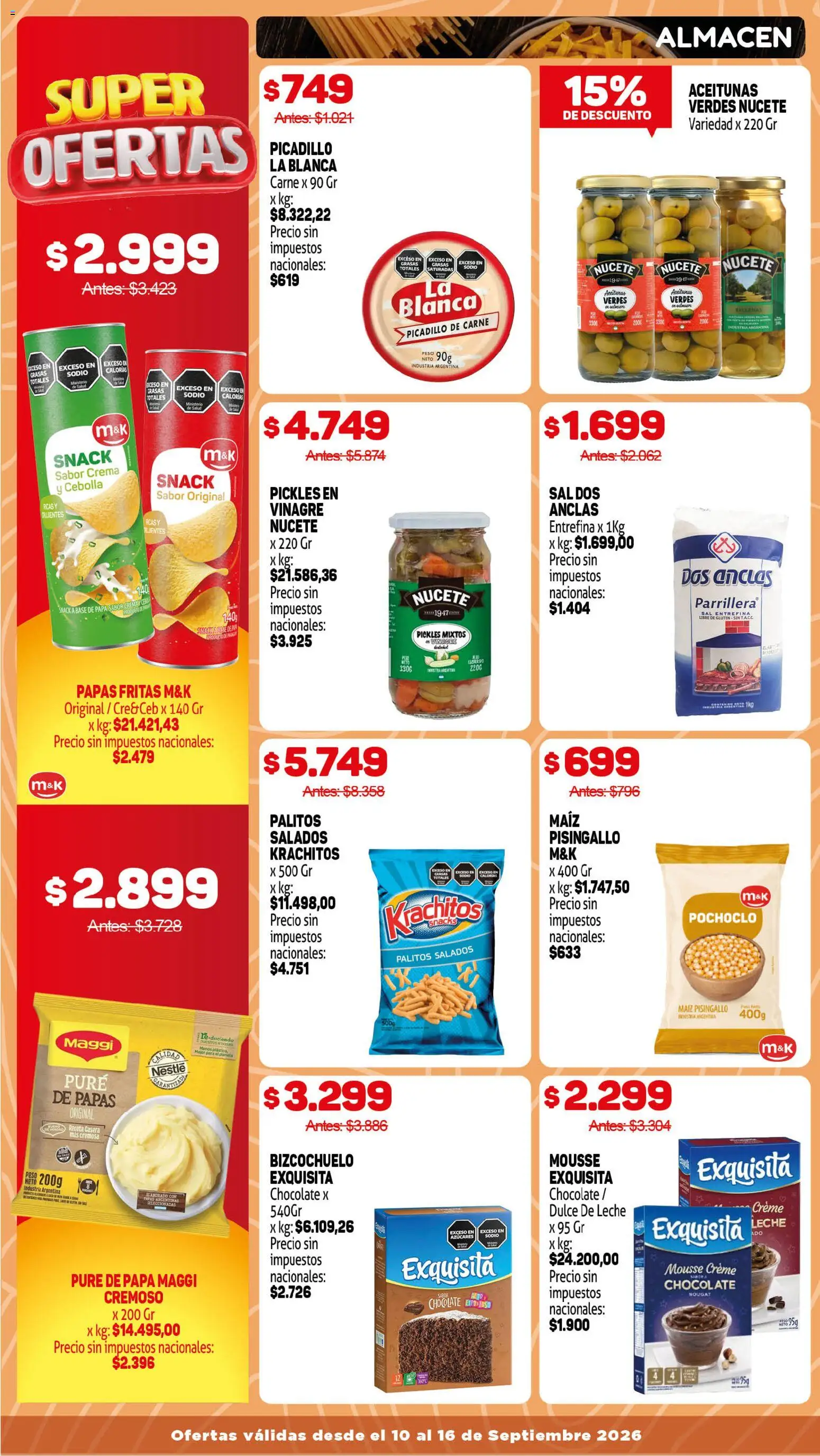 Makro Ofertas │ válido desde el 10/09/2026 | Página: 7 | Productos: Dulce de leche, Mousse, Puré, Papas fritas