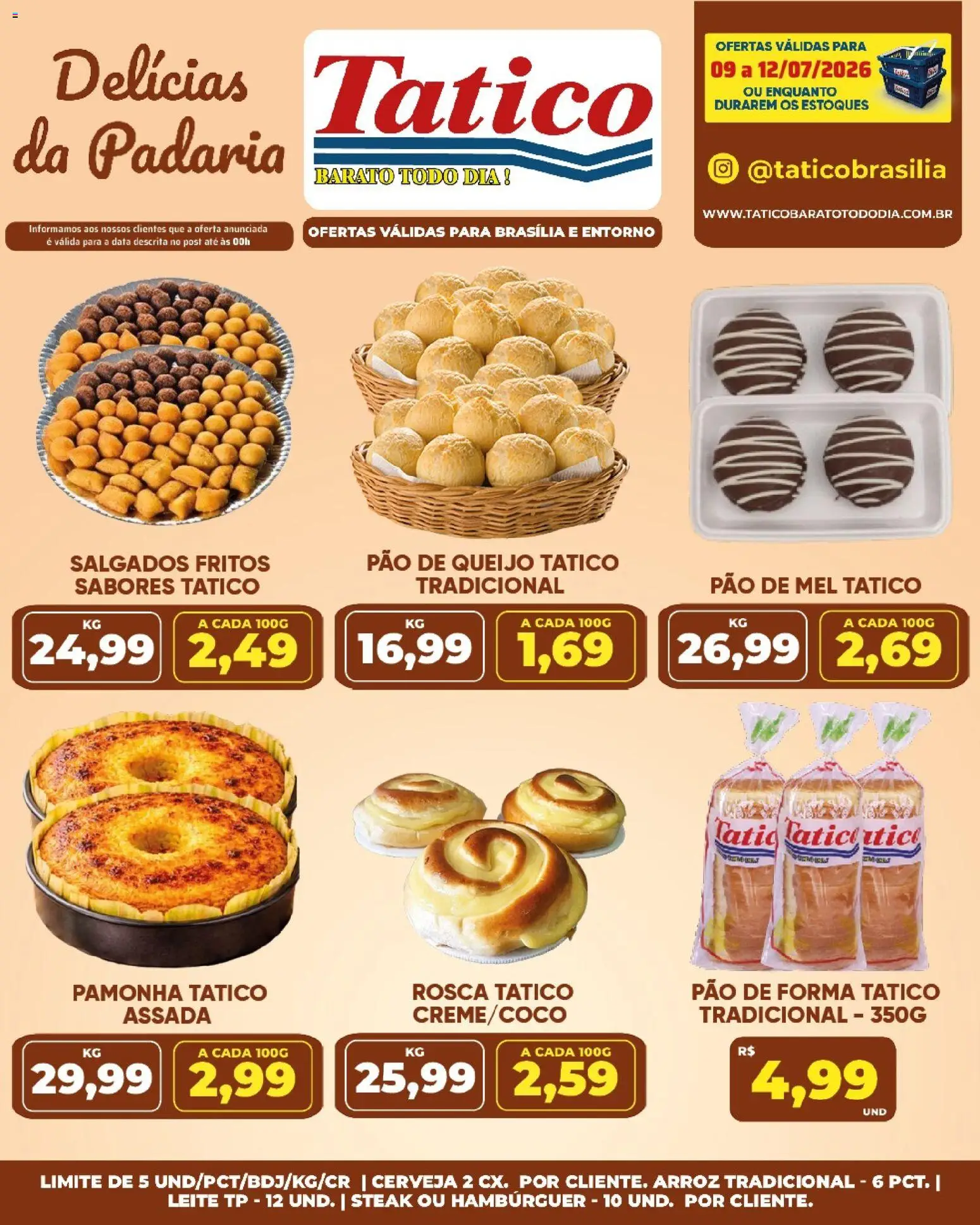 Tatico Folheto - válido de 09/07/2026 | Página: 22 | Produtos: Pão, Cerveja, Arroz, Mel