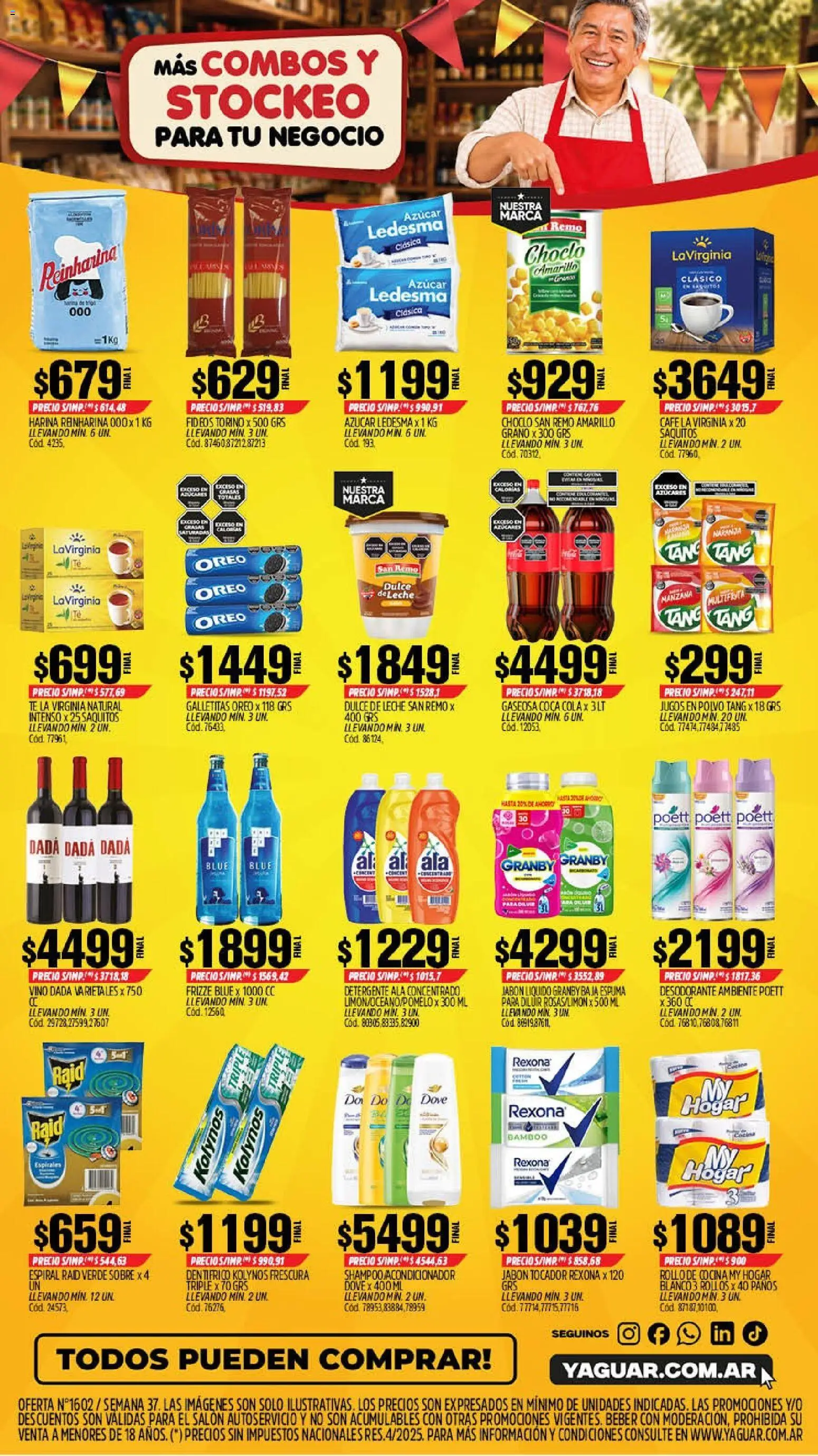 Yaguar - Oferta Semanal Chaco │ válido desde el 07/09/2026 | Página: 2 | Productos: Detergente, Leche, Café, Fideos