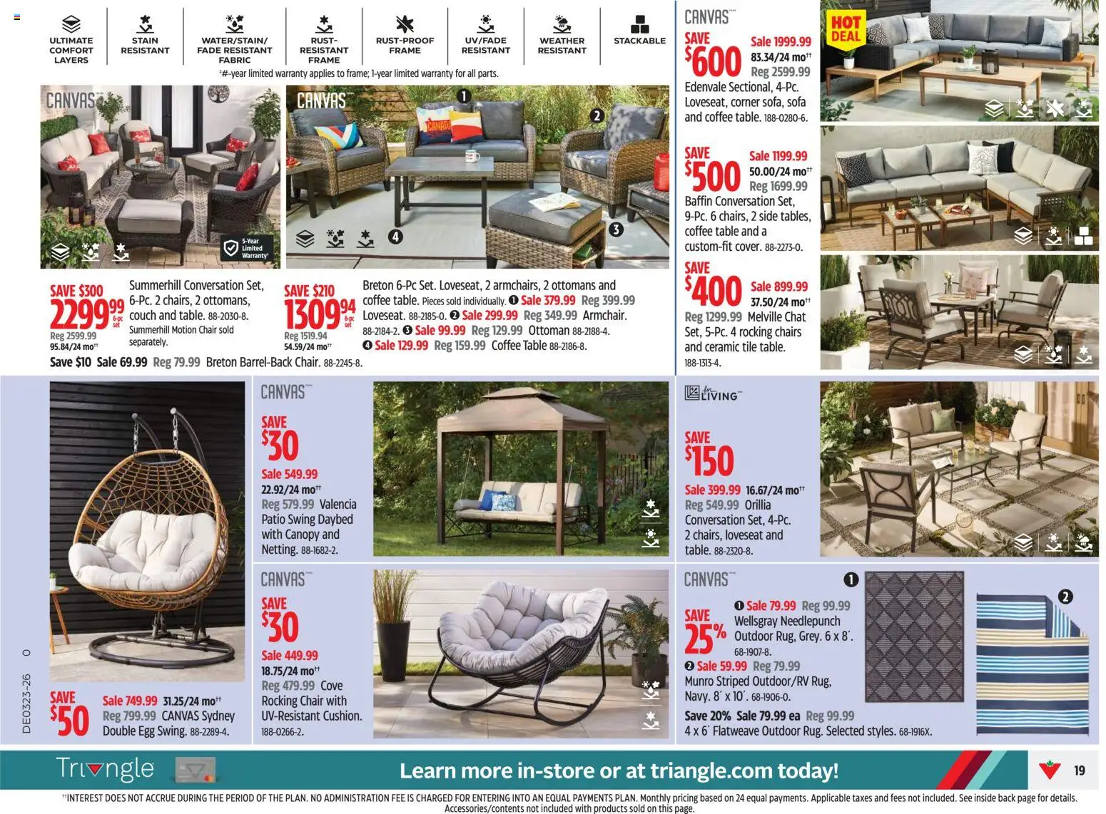 Canadian Tire flyer valid from 04.06.2026 | Page: 19 | Products: Couch, Coffee table, Chair, Coffee