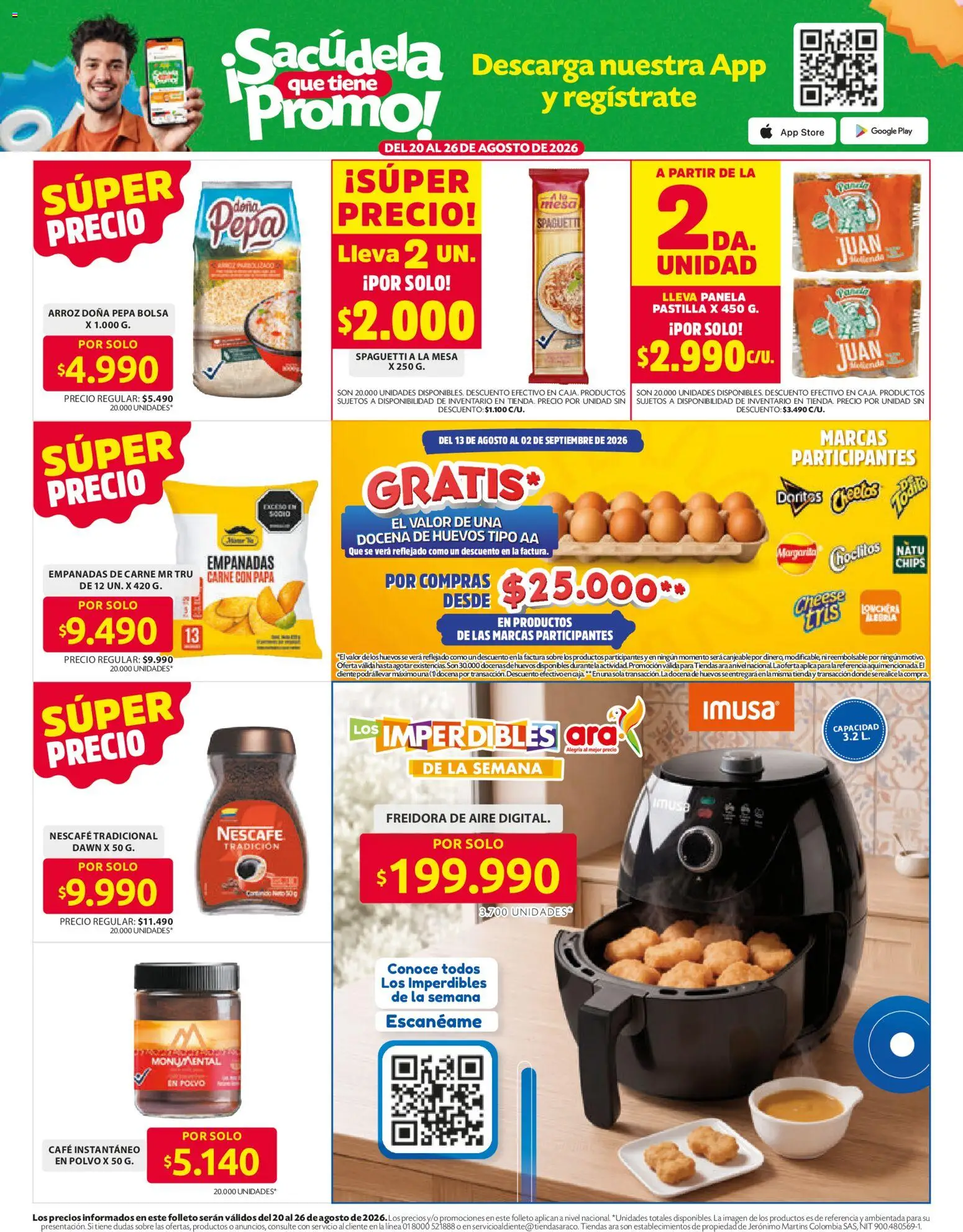 Ara revista - valida desde el 20/08/2026 | Página: 16 | Productos: Bolsa, Freidora, Polvo, Huevos