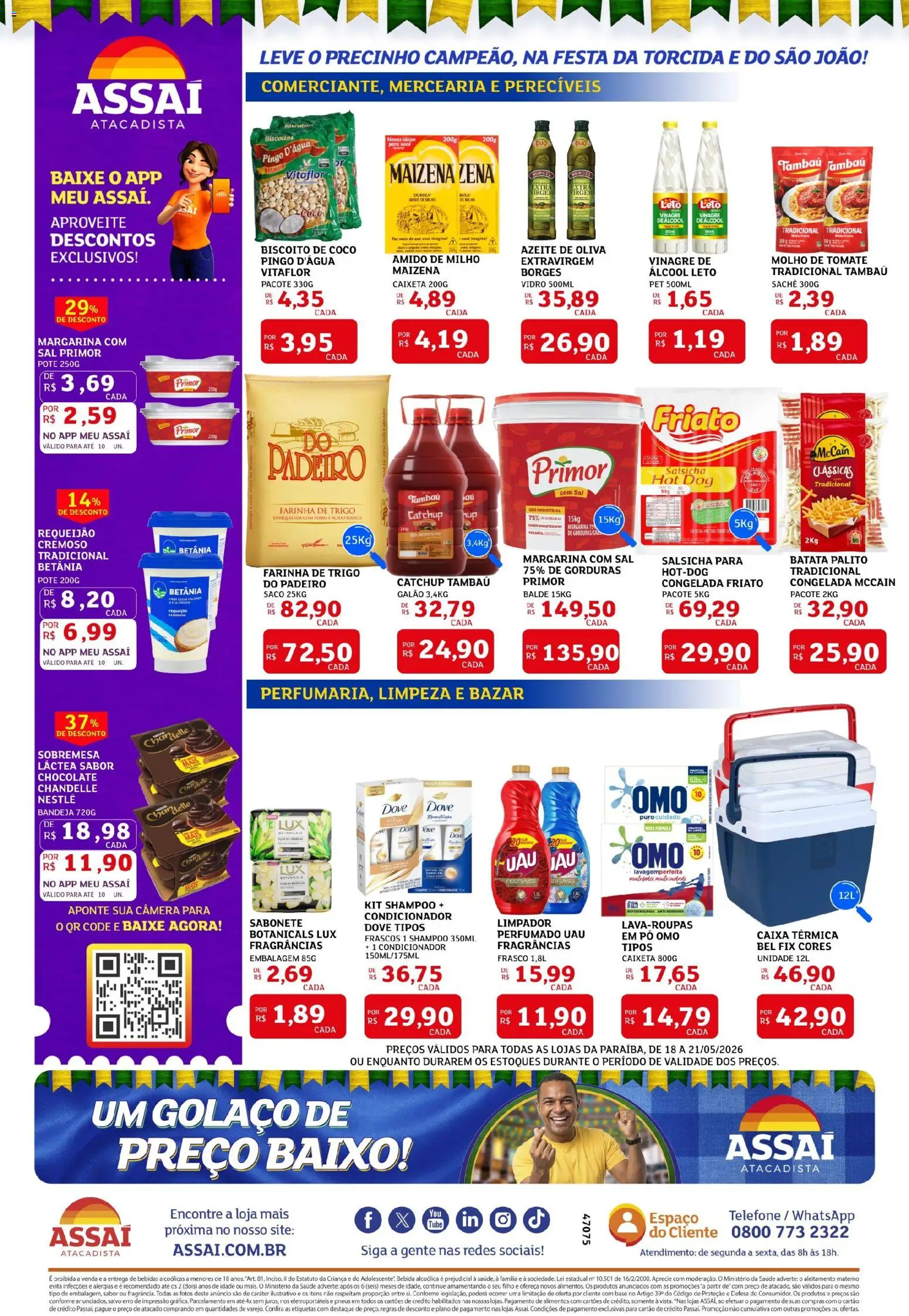 Assaí Atacadista Folheto - válido de 18.05.2026 | Página: 2 | Produtos: Amido de milho, Pneus, Batata, Dove