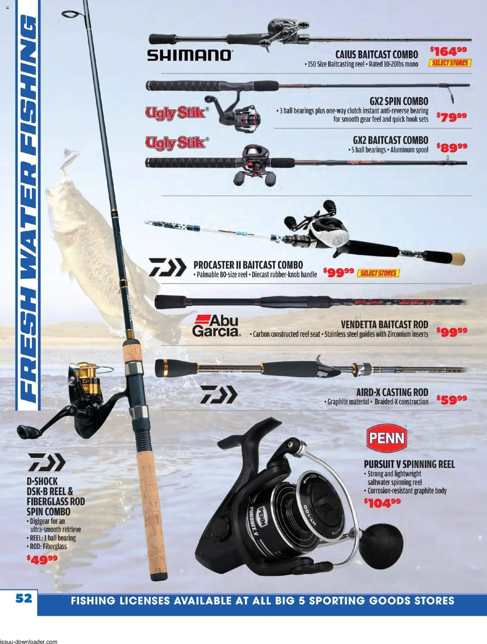 Big 5 Sporting Goods Summer Catalog - valid from 05/26/2026 | Page: 52 | Products: Hook, Water, Bearings, Rod