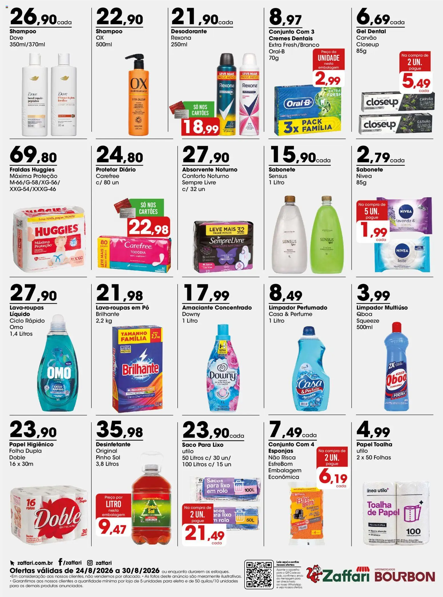 Zaffari Folheto - válido de 24/08/2026 | Página: 4 | Produtos: Esponjas, Pó, Desodorante, Papel higiênico