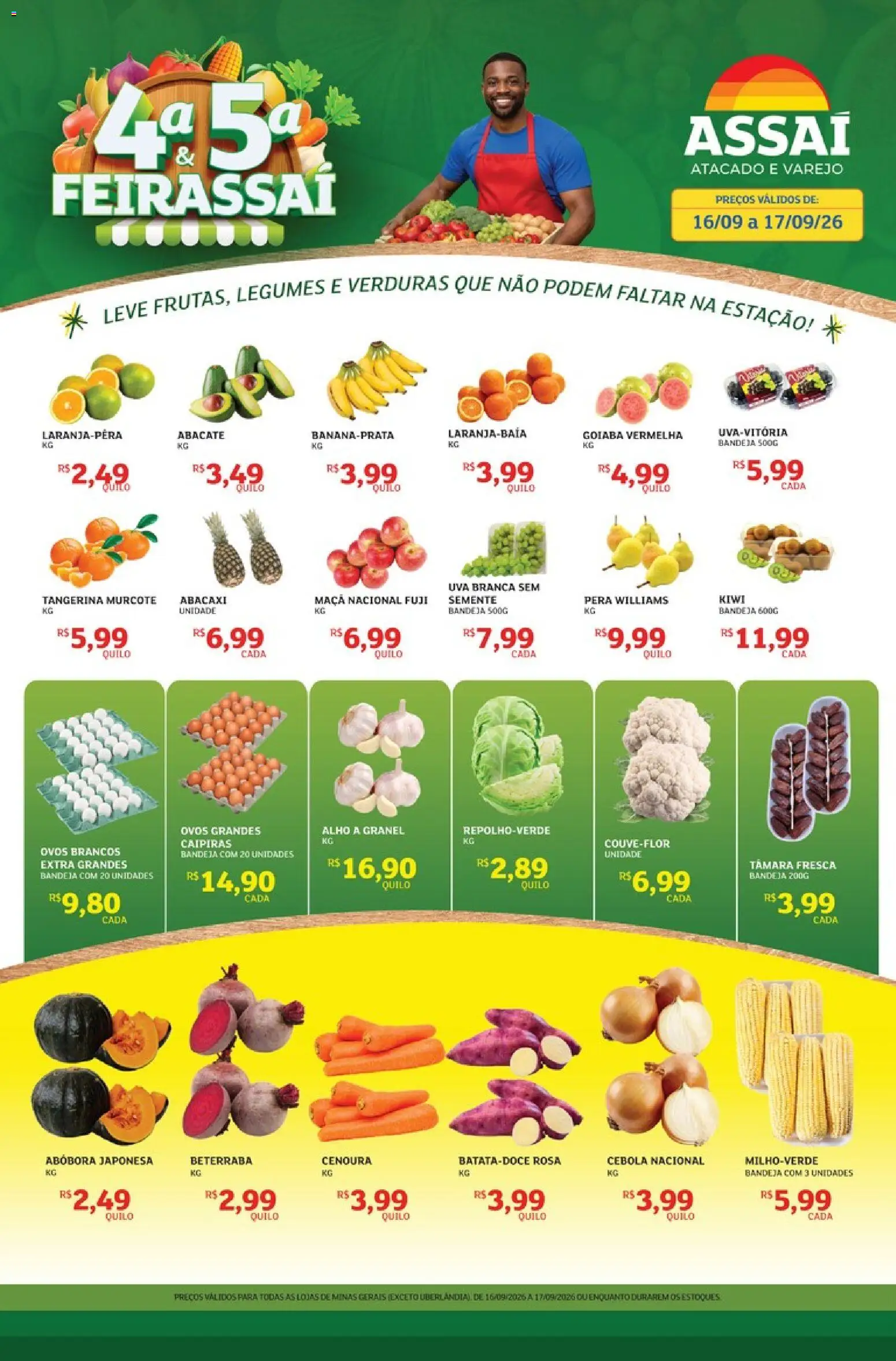 Assaí Atacadista Folheto - válido de 16/09/2026 | Página: 1 | Produtos: Alho, Cebola, Abacate, Abacaxi