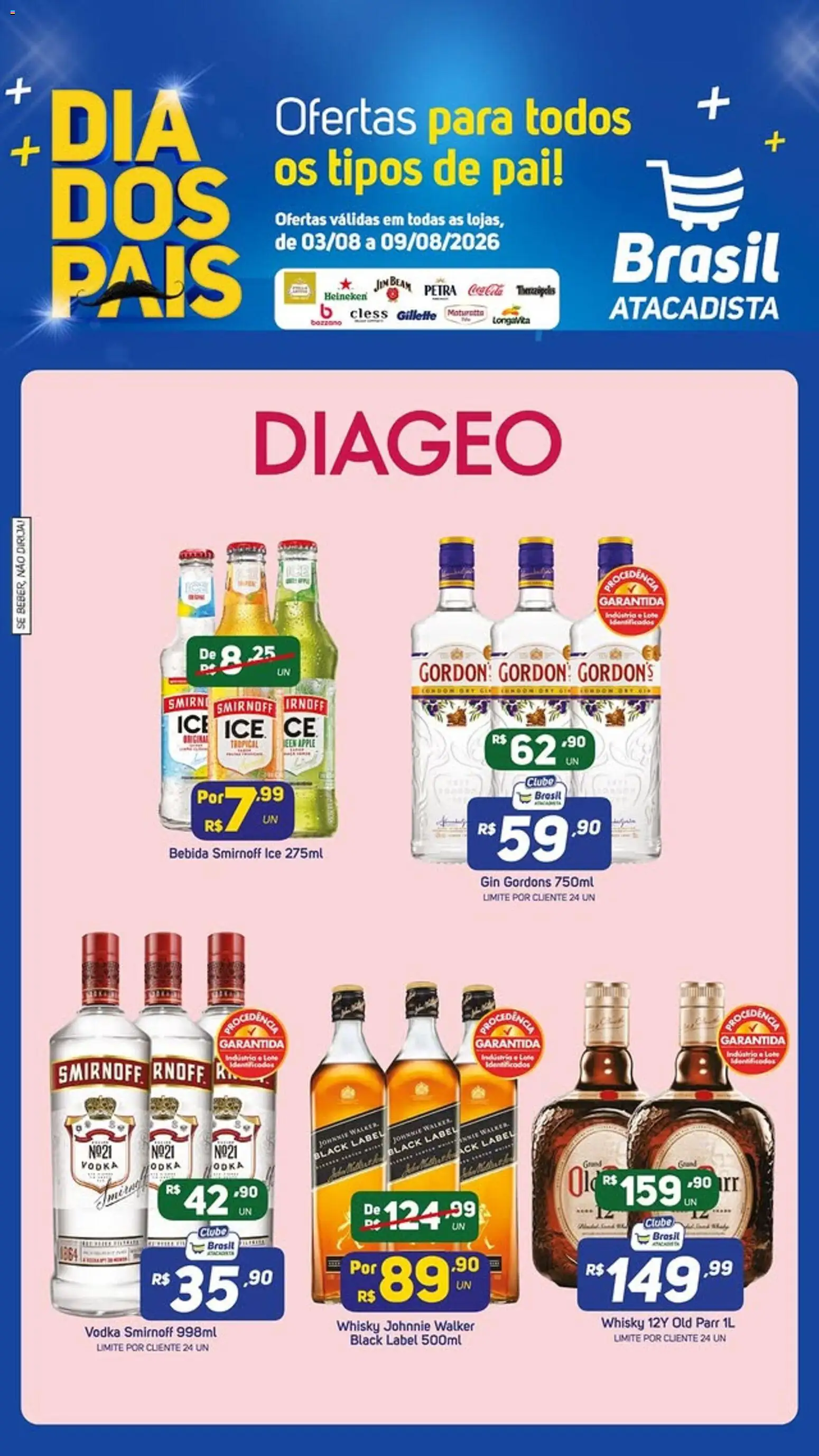 Brasil Atacadista Folheto - válido de 03/08/2026 | Página: 7 | Produtos: Whisky, Heineken, Vodka, Bebida