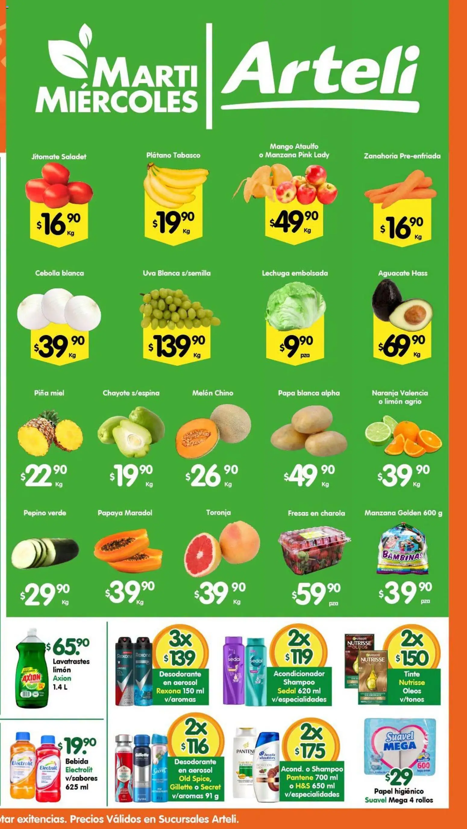 Nuevas ofertas de Arteli válidas en toda la República Mexicana desde el 28/07/2026. ¡Encuentra las mejores ofertas en Arteli folleto! | Página: 2 | Productos: Lechuga, Mango, Uva, Acondicionador