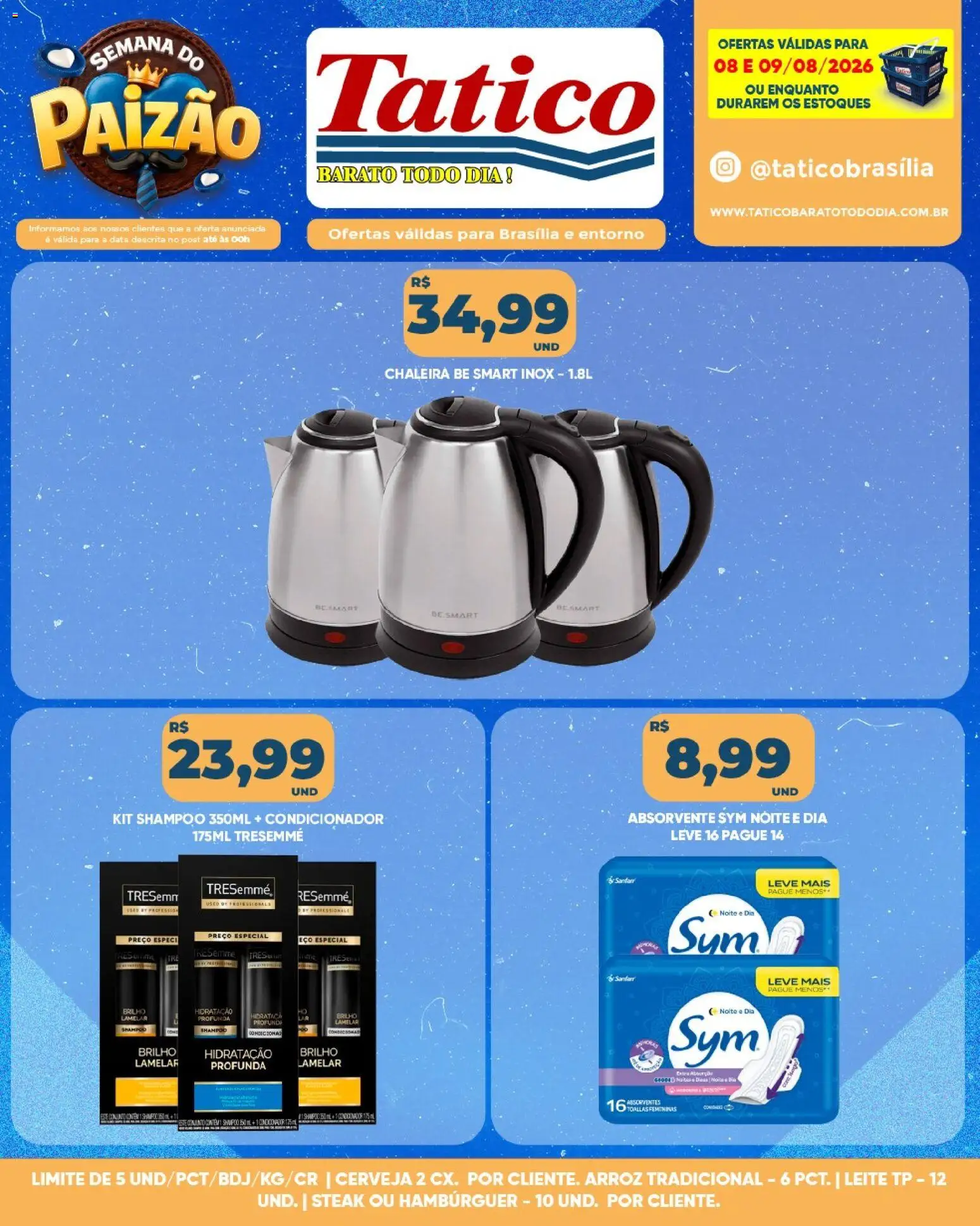 Tatico Folheto - válido de 10/08/2026 | Página: 29 | Produtos: Chaleira, Steak, Cerveja, Absorvente