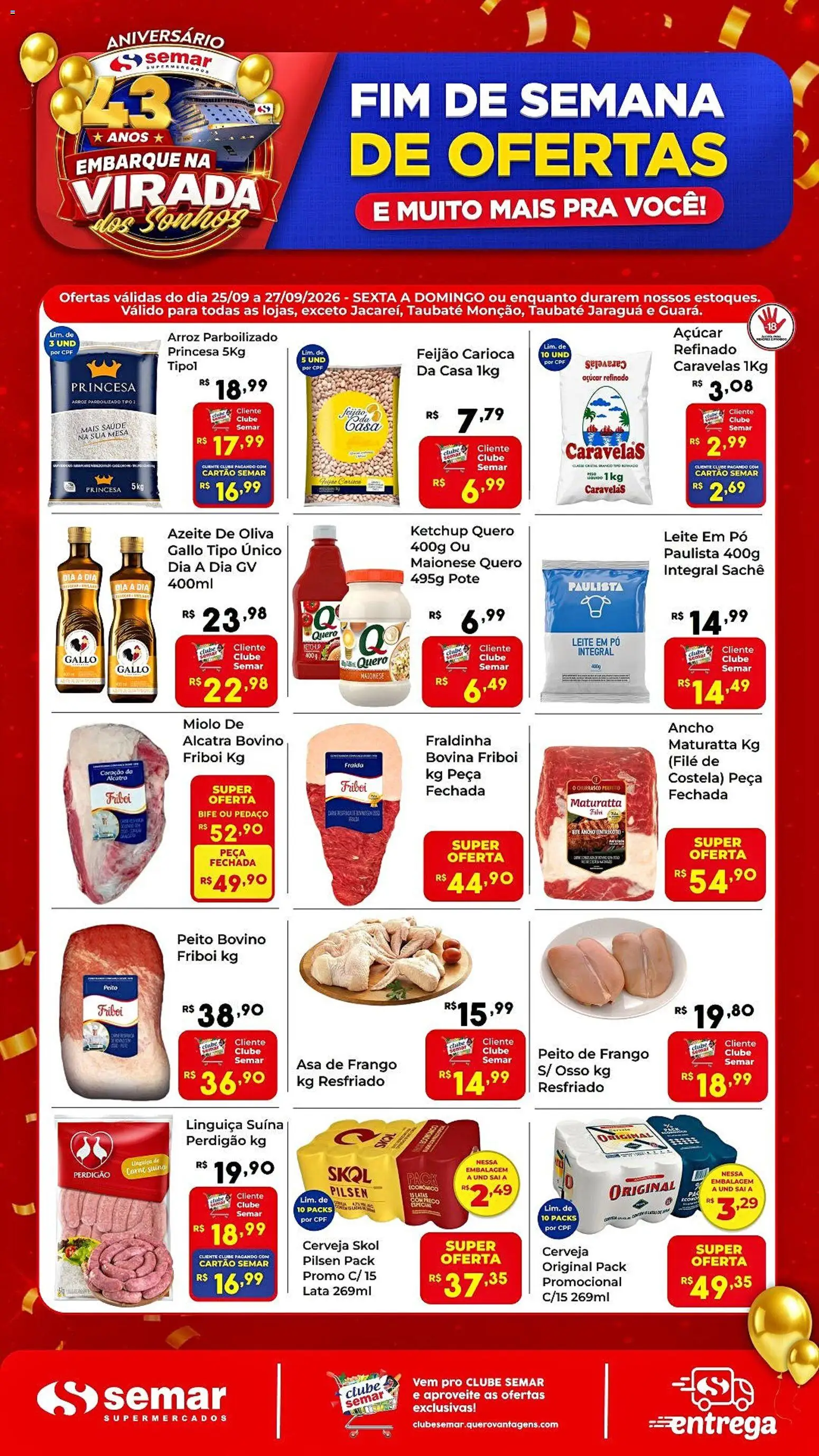 Semar Supermercado Folheto - válido de 25/09/2026 | Página: 1 | Produtos: Alcatra, Asa de frango, Azeite de oliva, Maionese