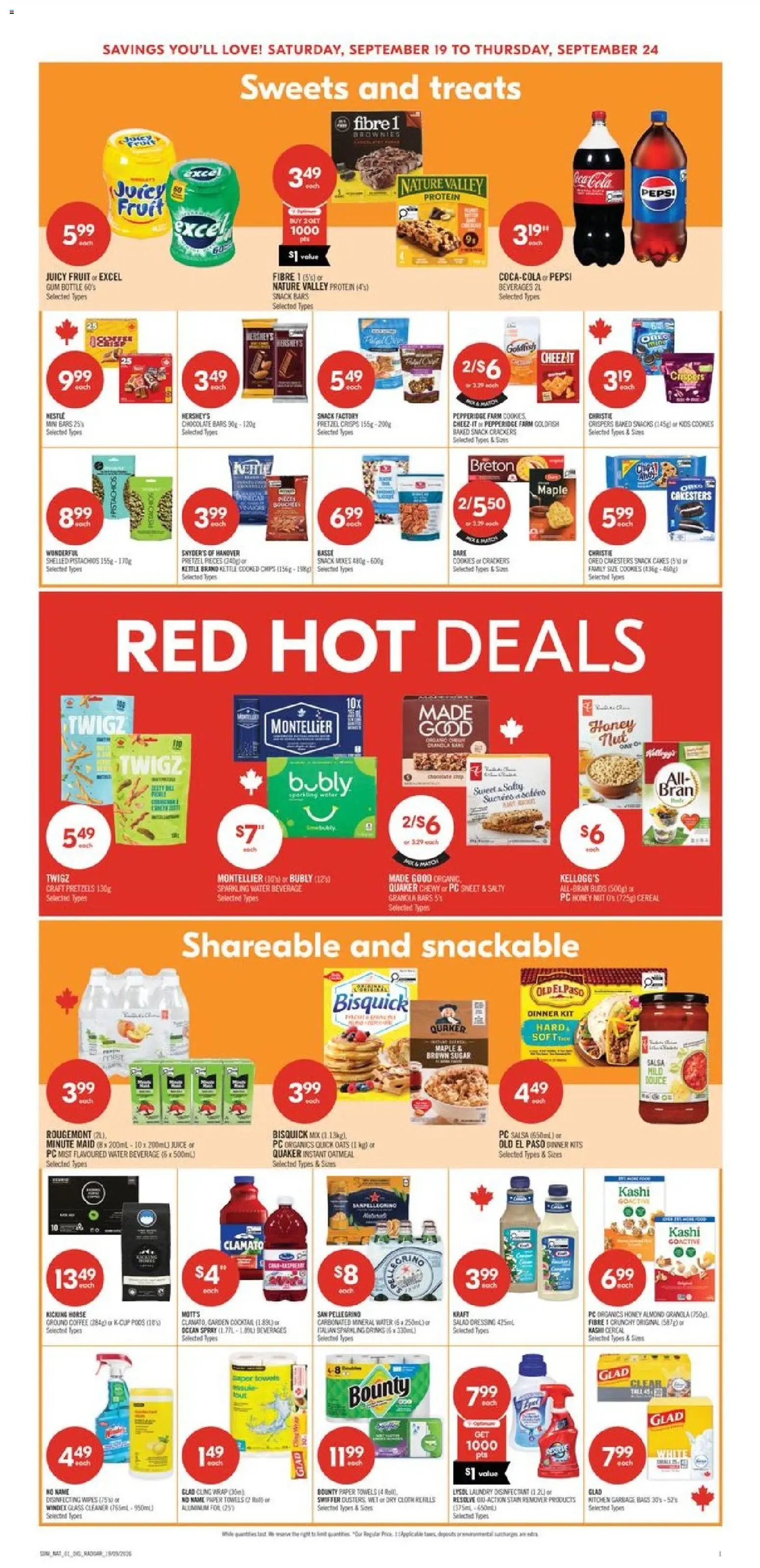 Shoppers flyer valid from Sep 19, 2026 | Page: 7 | Products: Fruit, Towels, Coffee, Juice