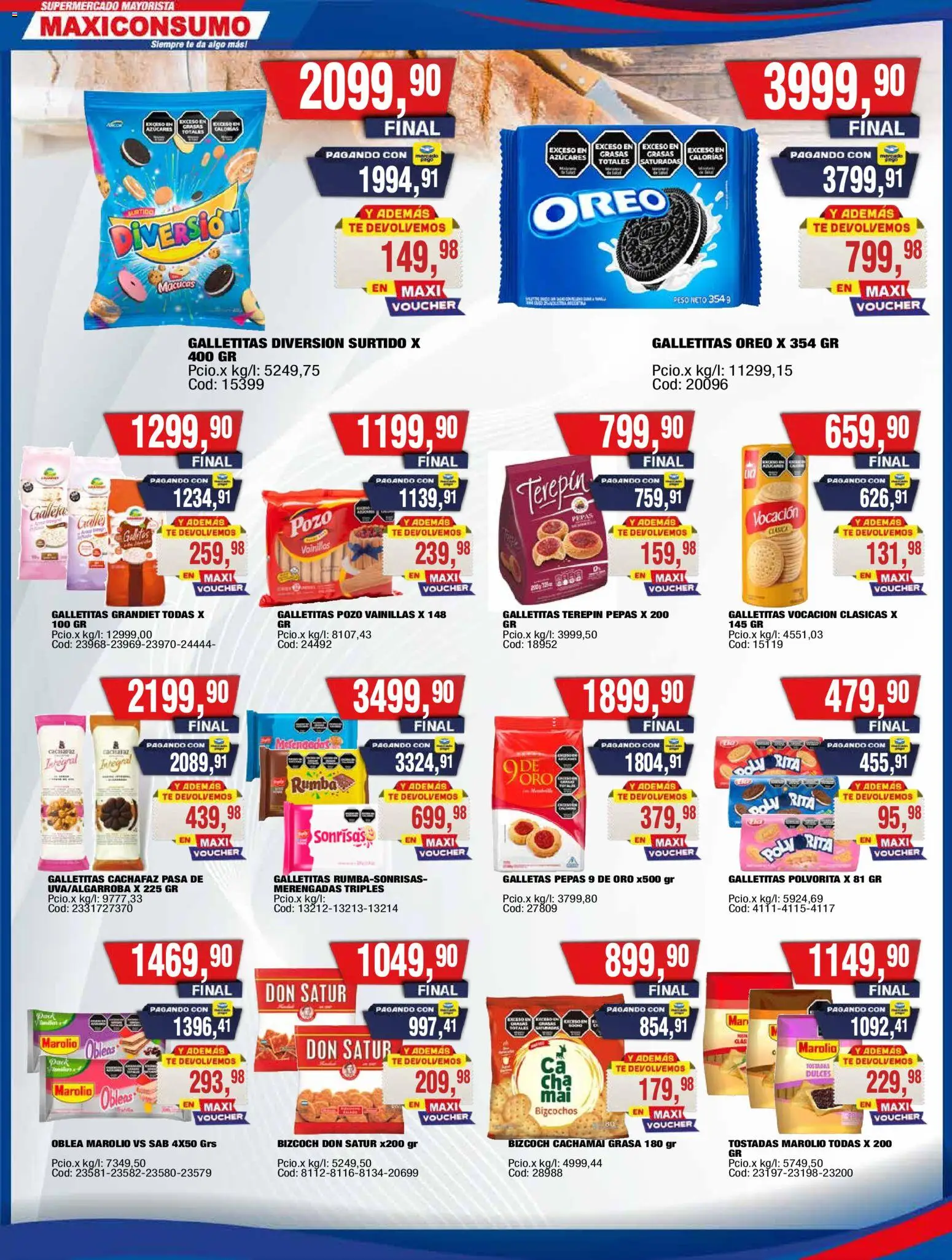 Maxiconsumo ofertas │ válido desde el 31/08/2026 | Página: 7 | Productos: Peso, Dulces, Tostadas, Galletas