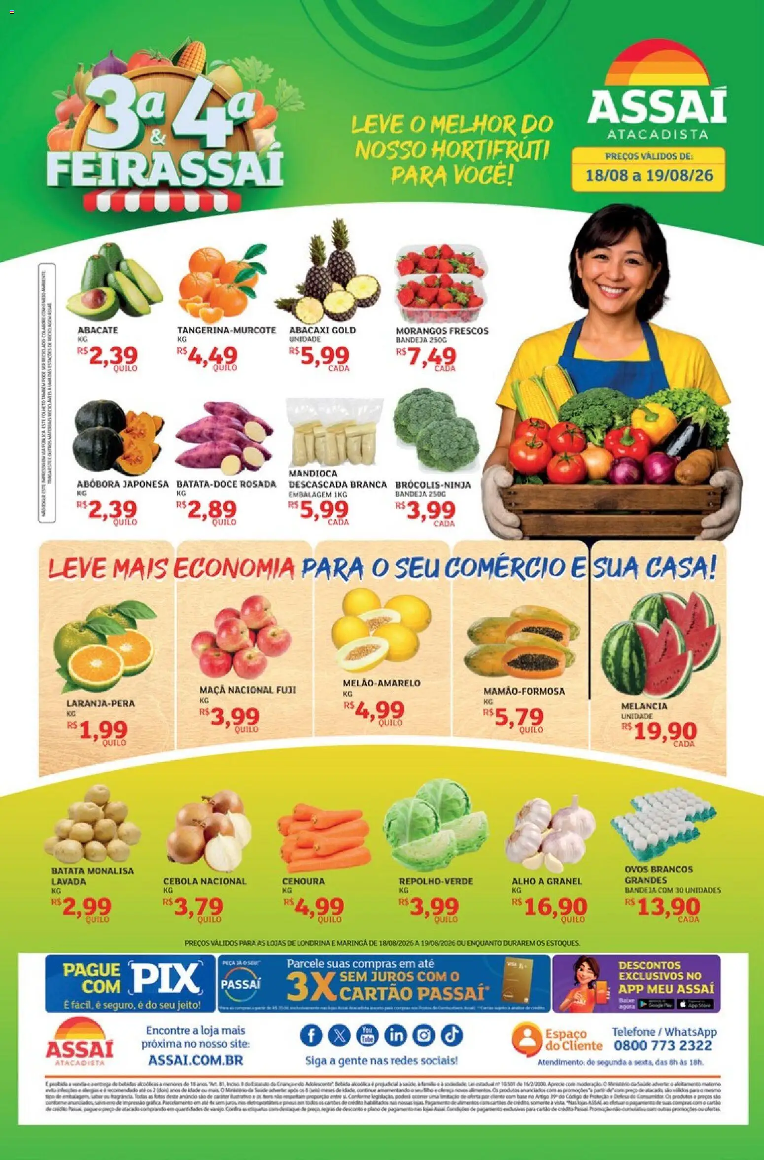 Assaí Atacadista Folheto - válido de 18/08/2026 | Página: 1 | Produtos: Abacaxi, Morangos, Cenoura, Batata