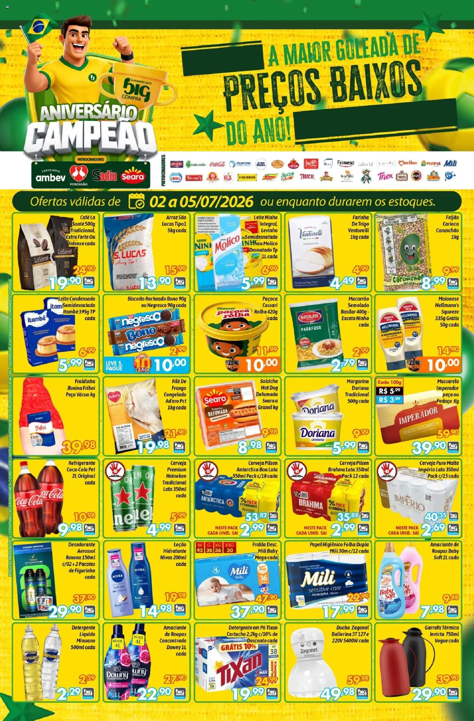 Big Compra Folheto - válido de 02/07/2026 | Página: 1 | Produtos: Farinha de trigo, Cola, Cerveja, Maionese