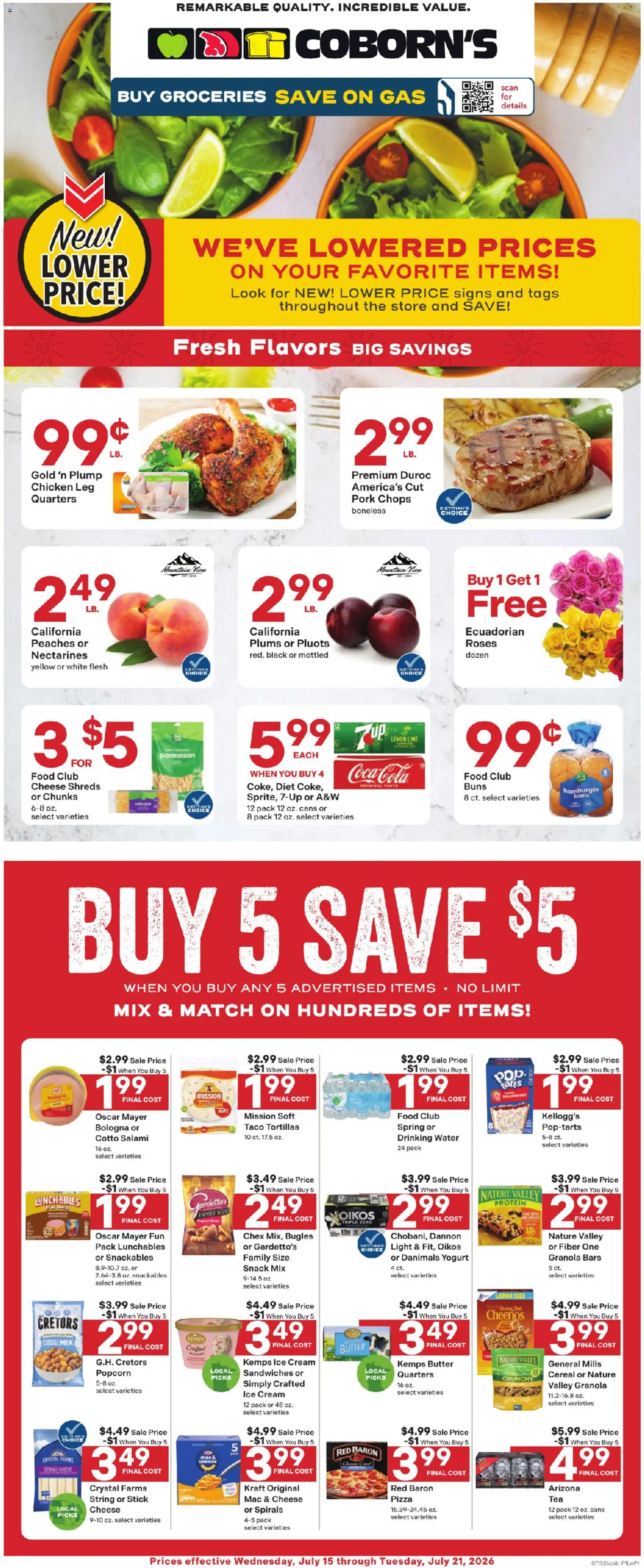 Coborn's Weekly Ad - valid from 07/15/2026 | Page: 1 | Products: Peaches, Yogurt, Salami, Lime