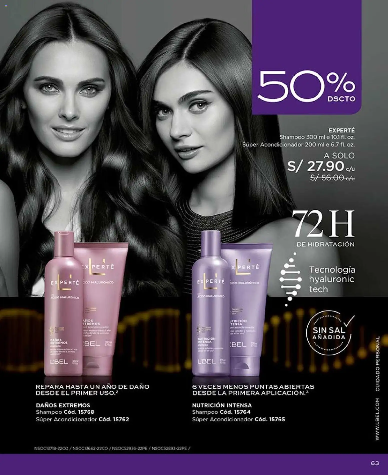 Catálogo L'Bel válido desde 02/08/2026 | Página: 63 | Productos: Shampoo, Acondicionador, Sal
