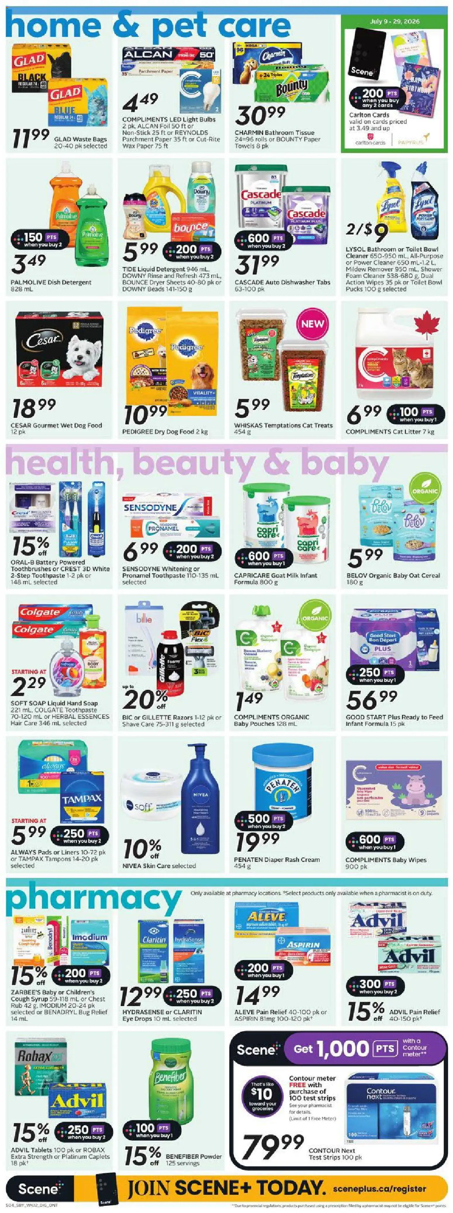 Sobeys flyer valid from Jul 16, 2026 | Page: 12 | Products: Cream, Dishwasher, Soap, Toothpaste