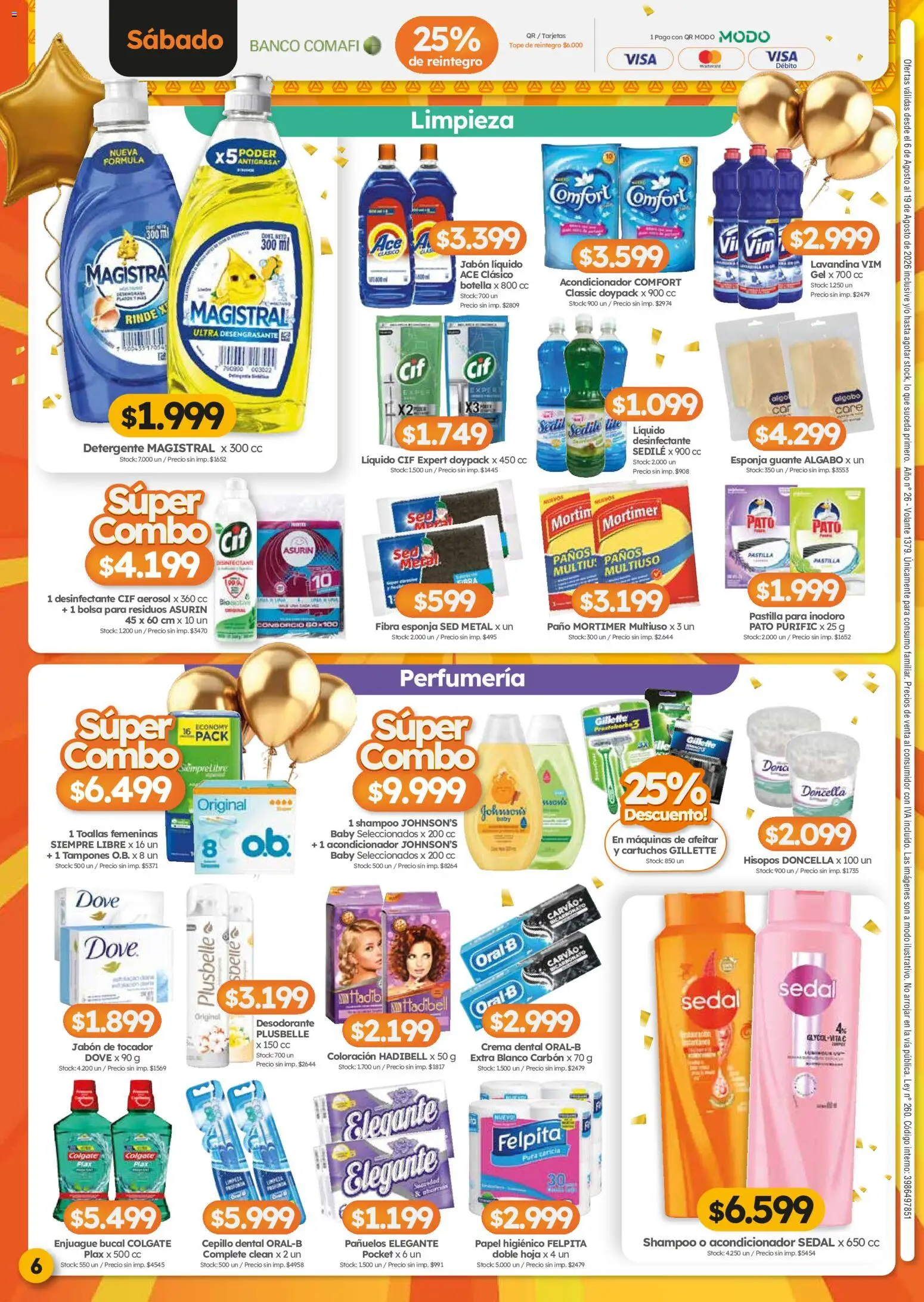 Cordiez ofertas │ válido desde el 06/08/2026 | Página: 6 | Productos: Lavandina, Bolsa, Guante, Esponja