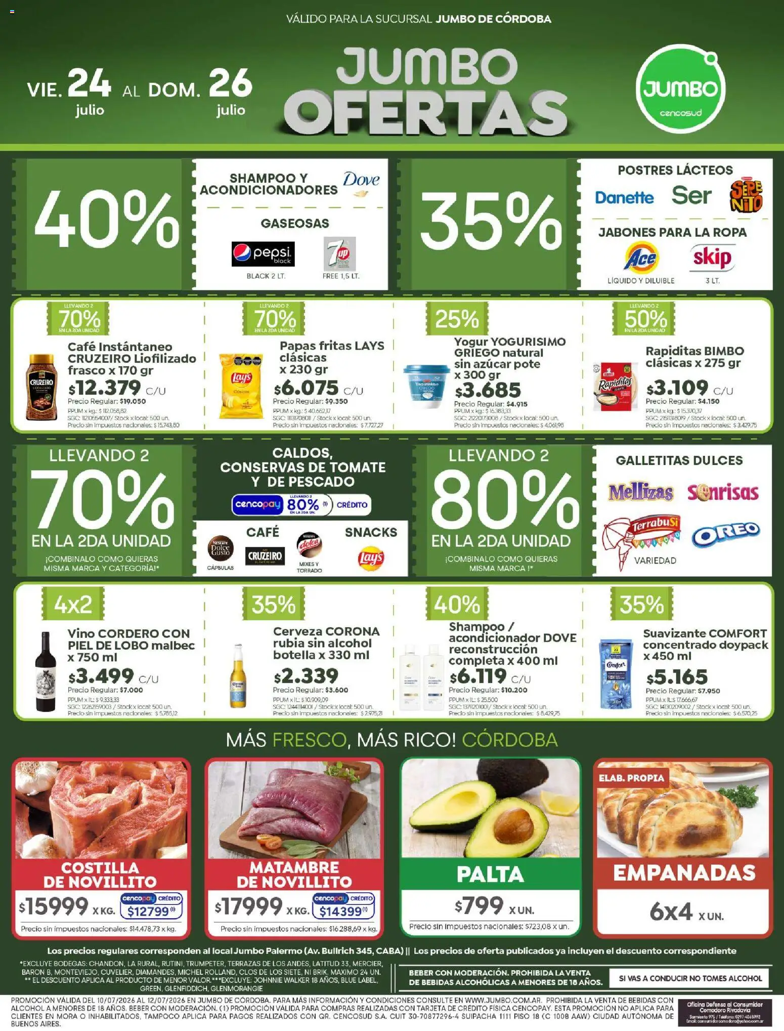 Jumbo - Ofertas | Córdoba │ válido desde el 24/07/2026 | Página: 1 | Productos: Teléfono, Azucar, Shampoo, Suavizante