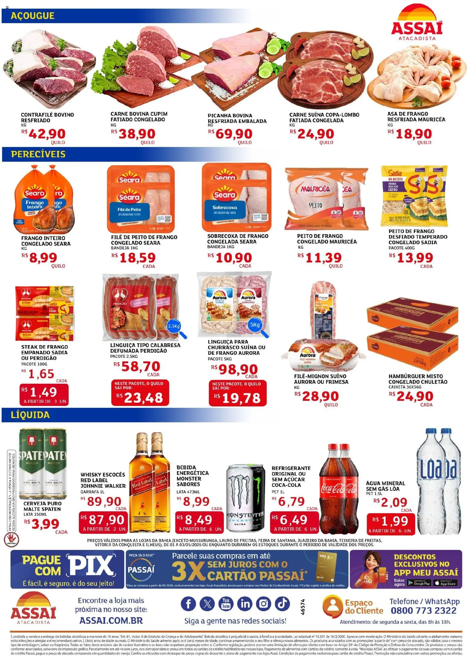 Assaí Atacadista Folheto - válido de 01.05.2026 | Página: 2 | Produtos: Chuletão, Açúcar, Refrigerante, Frango