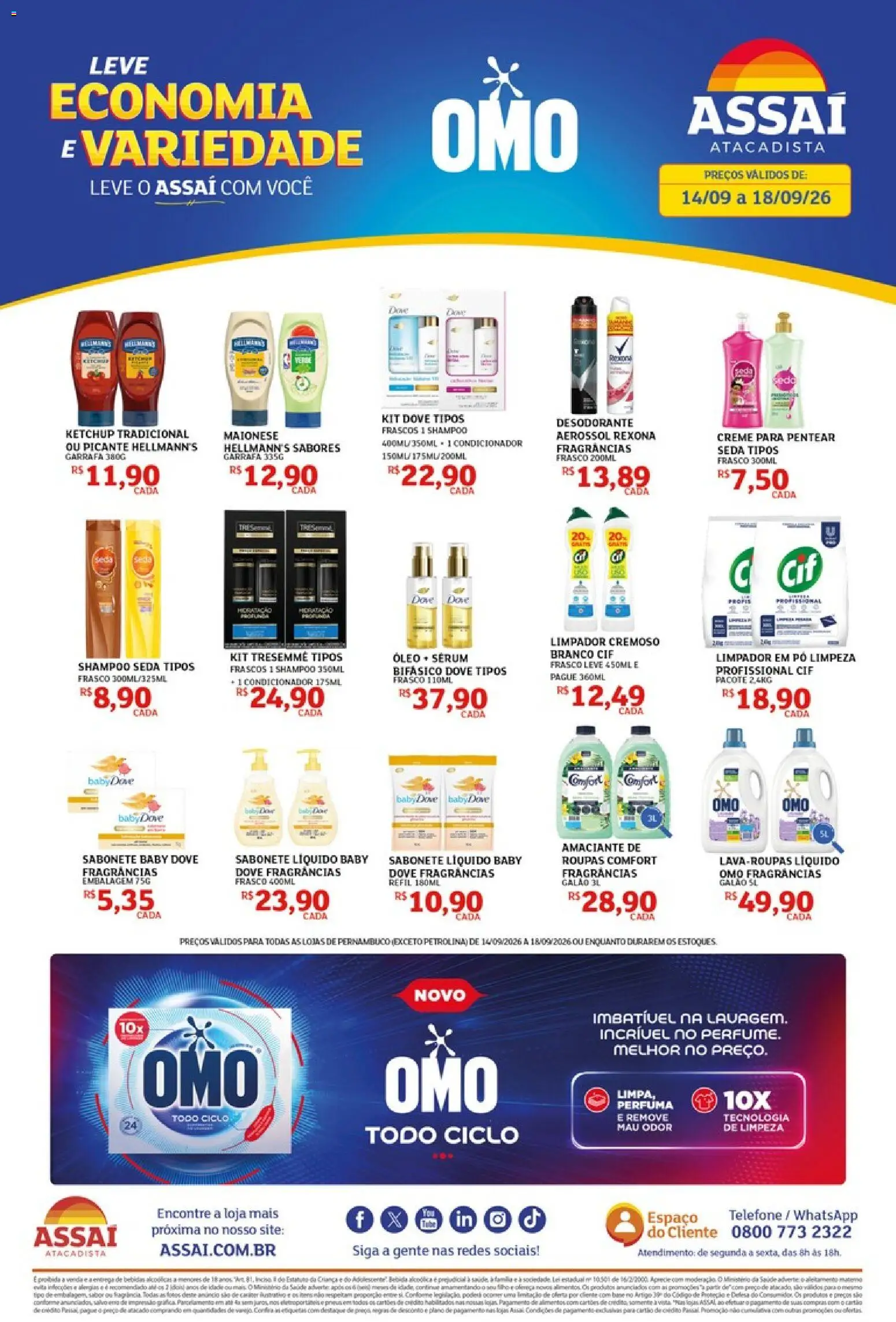 Assaí Atacadista Folheto - válido de 14/09/2026 | Página: 1 | Produtos: Desodorante, Óleo, Amaciante, Sabonete líquido