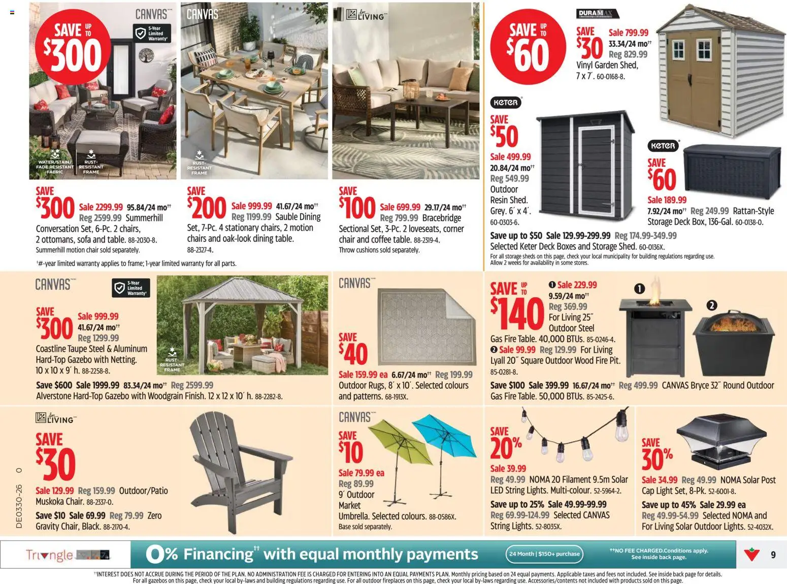 Canadian Tire flyer valid from Jul 23, 2026 | Page: 9 | Products: Cap, Sofa, Chair, Coffee