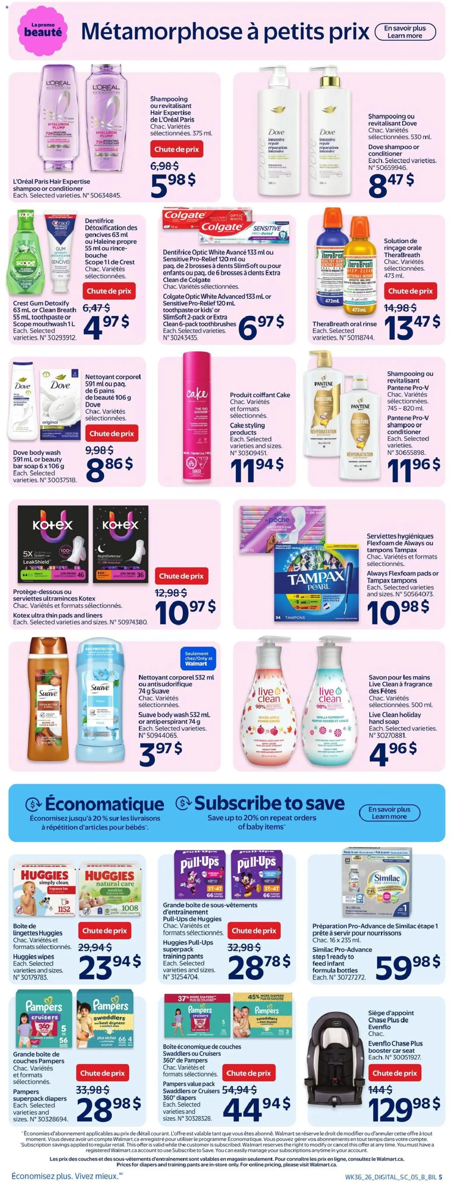 Walmart flyer valid from Oct 1, 2026 | Page: 16 | Products: Tampons, Antiperspirant, Toothpaste, Vanilla