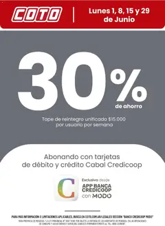 Vista previa Coto - Banco Credicoop Modo Junio válido desde el 01.06.2026