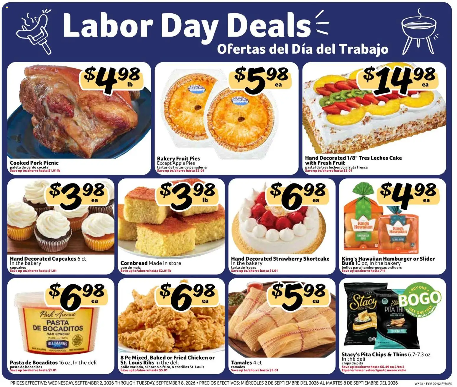 Fresco y Más Weekly Ad - valid from 09/02/2026 | Page: 5 | Products: Chicken, Pasta, Fruit, Cake