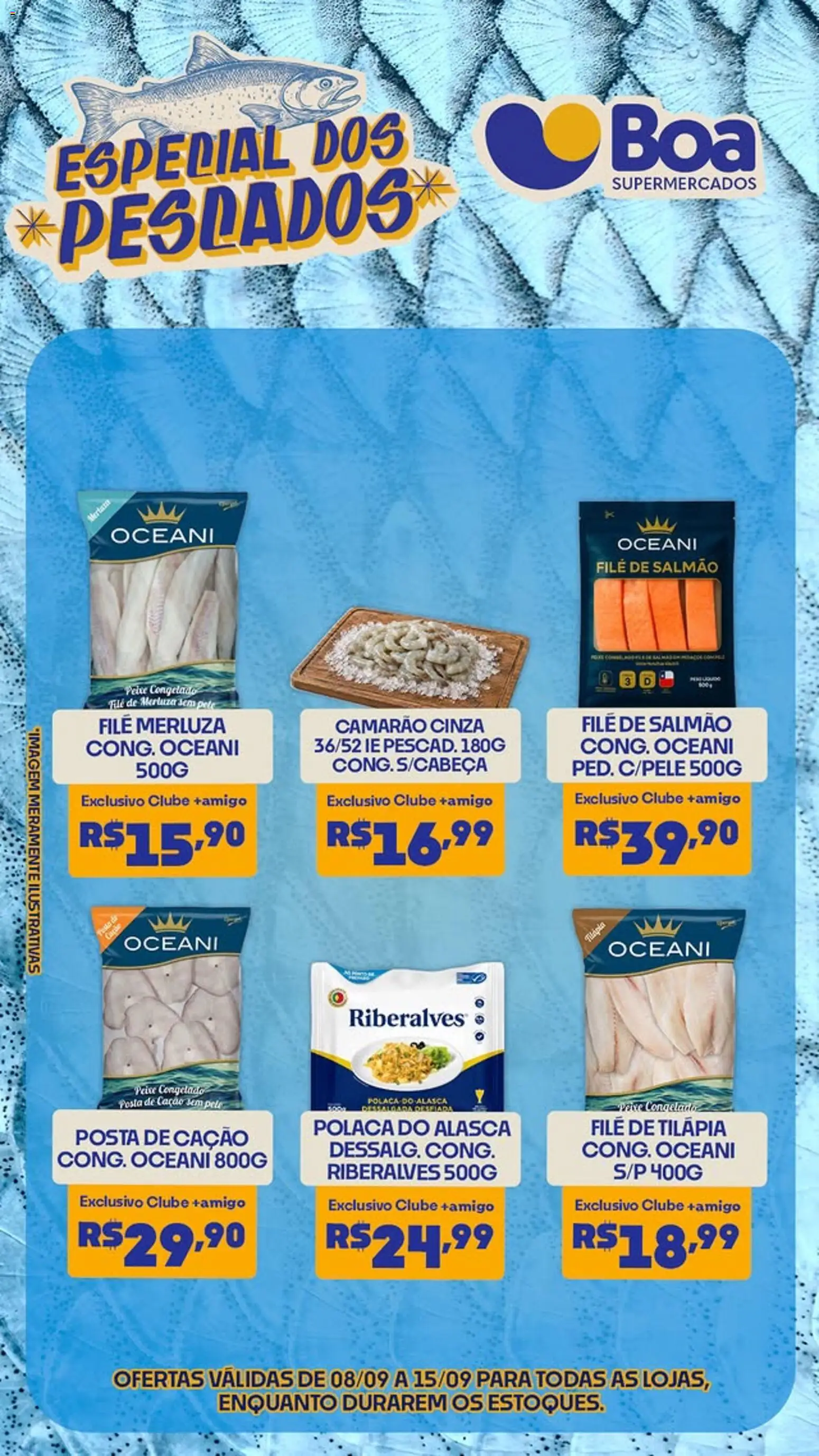 Boa Supermercados Folheto - válido de 08/09/2026 | Página: 2 | Produtos: Filé de salmão, Camarão, Peixe, Filé de tilápia