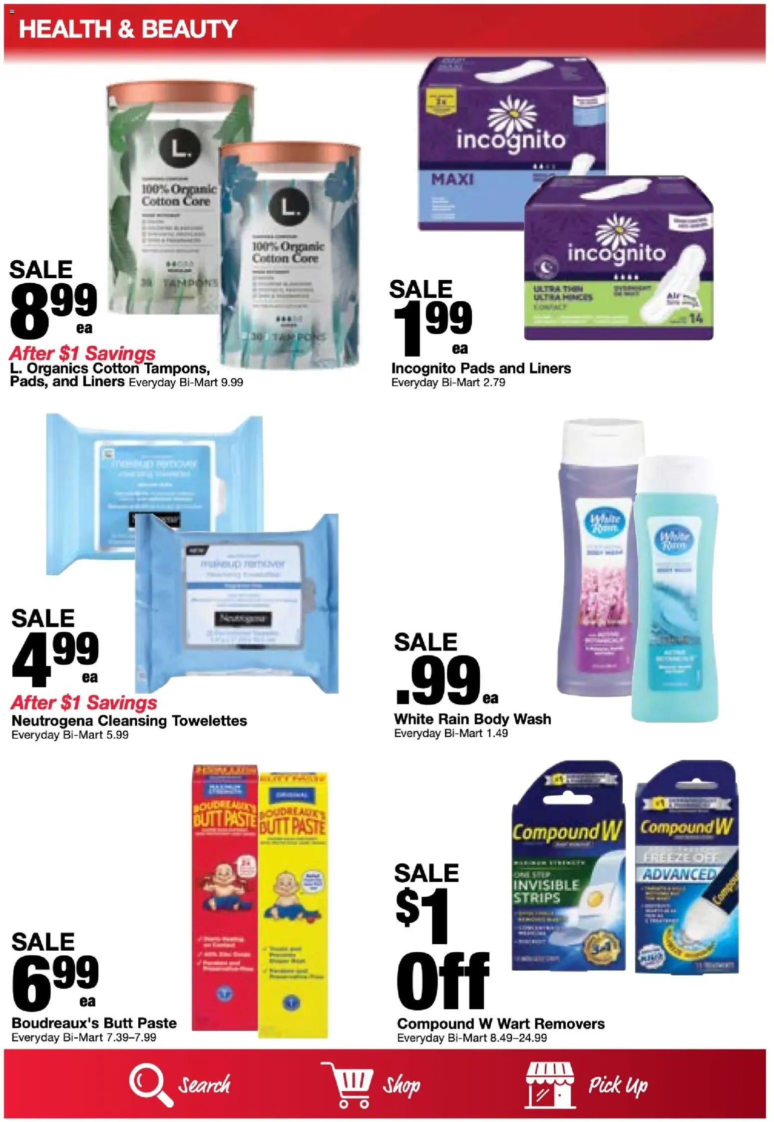 Bi-Mart Weekly Ad - valid from 08/18/2026 | Page: 21 | Products: Pads, Tampons, Body Wash