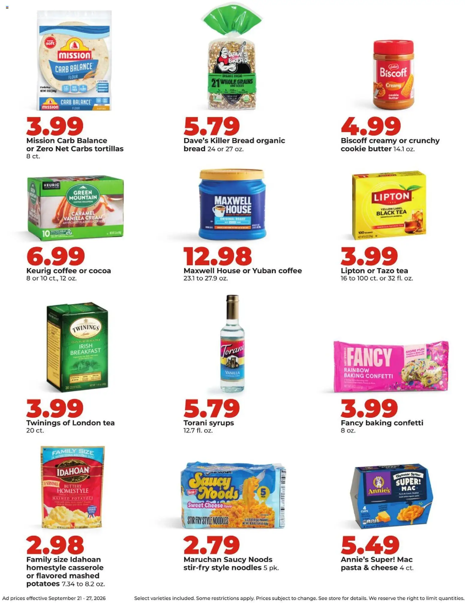 HyVee Weekly Ad - valid from 09/21/2026 | Page: 21 | Products: Butter, Cheese, Noodles, Black tea