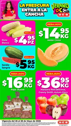 Vista previa de H-E-B folleto Fruta y venduras, nuevo folleto de la tienda, válido en México a partir del 26.05.2026