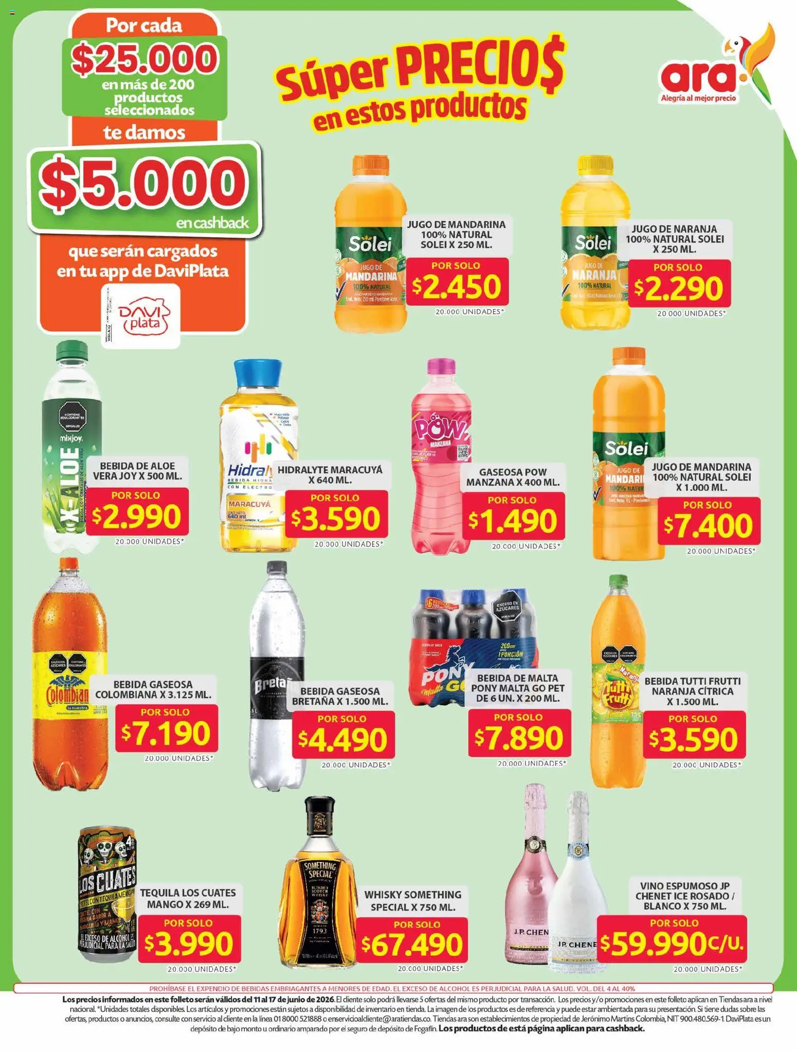 Ara revista - valida desde el 11.06.2026 | Página: 13 | Productos: Whisky, Gaseosa, Manzana, Loción tonificante