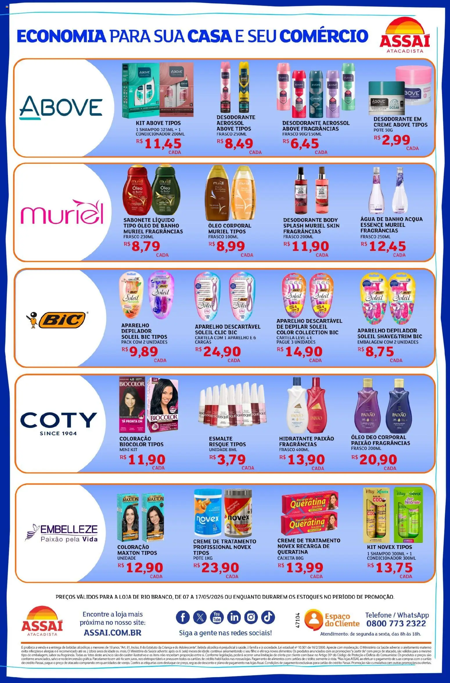 Assaí Atacadista Folheto - válido de 08.05.2026 | Página: 3 | Produtos: Shampoo, Base, Creme, Telefone