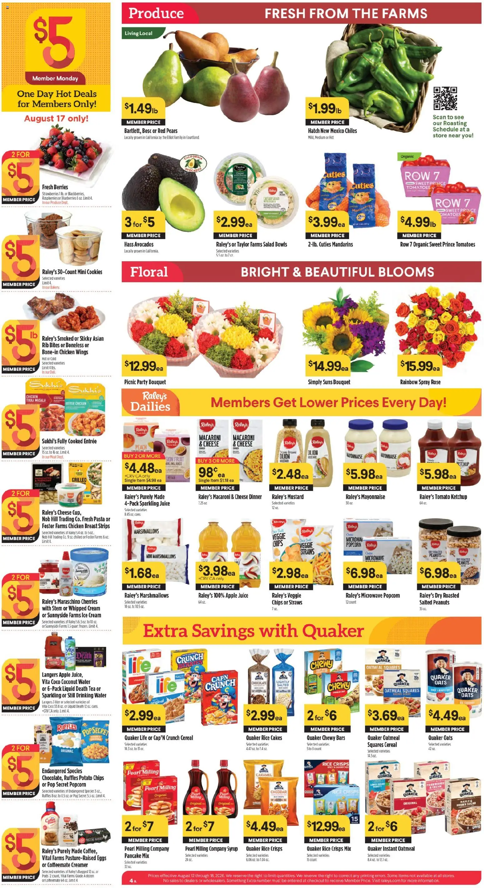 Raley's Weekly Ad - valid from 08/12/2026 | Page: 6 | Products: Tomatoes, Tea, Strawberries, Mayonnaise