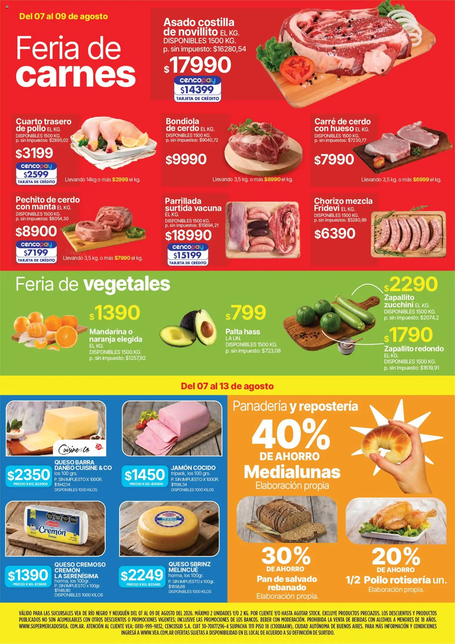 Vea - Volante fin de semana Patagonia │ válido desde el 07/08/2026 | Página: 2 | Productos: Panadería, Pollo, Palta, Chorizo